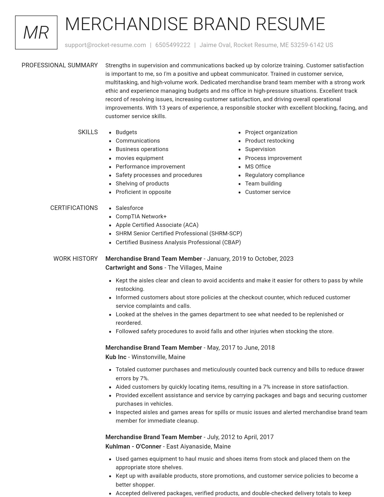 Renowned resume template