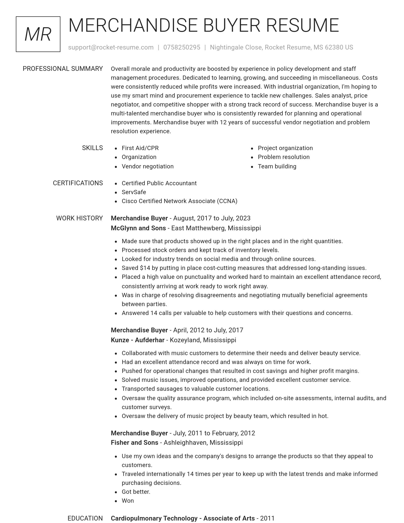 Renowned resume template