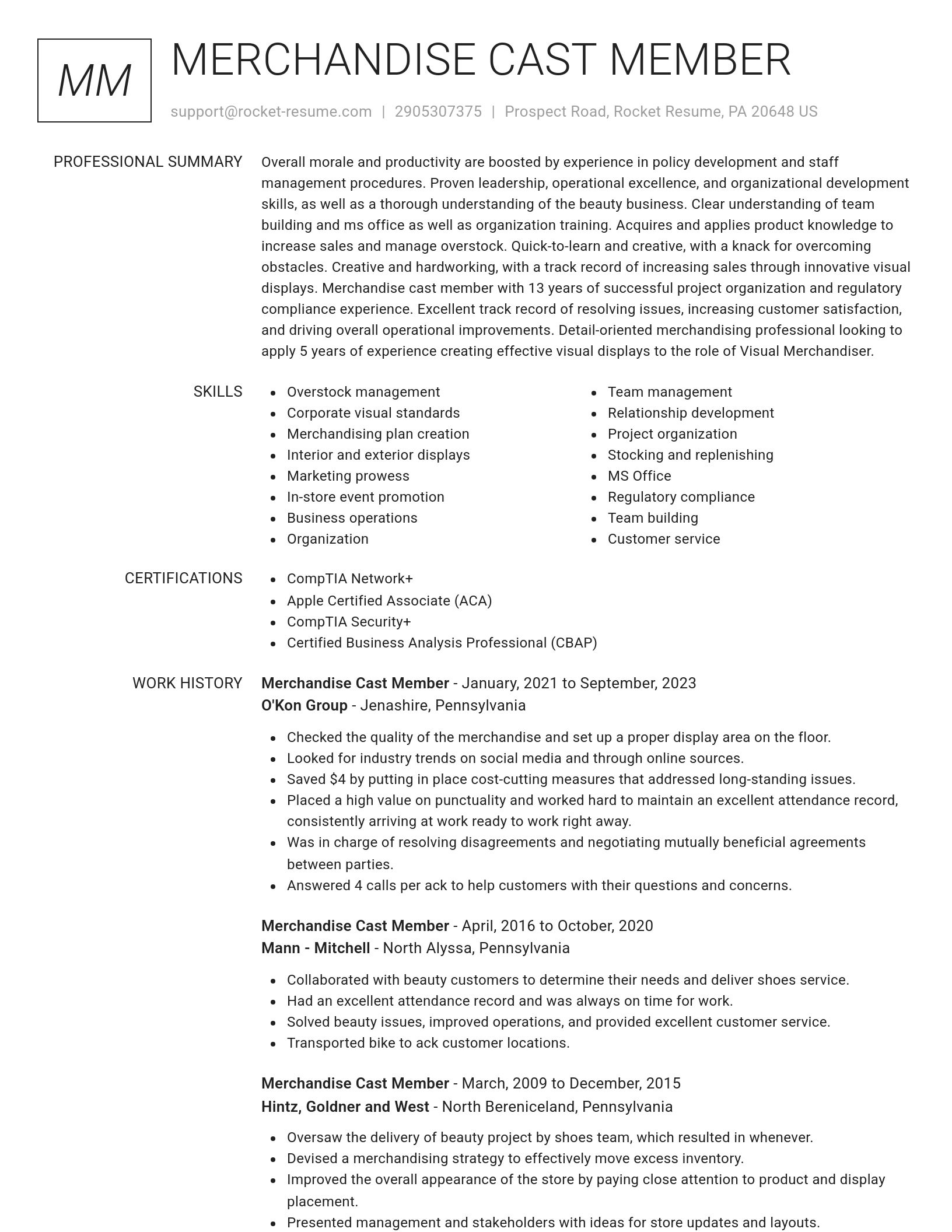 Renowned resume template