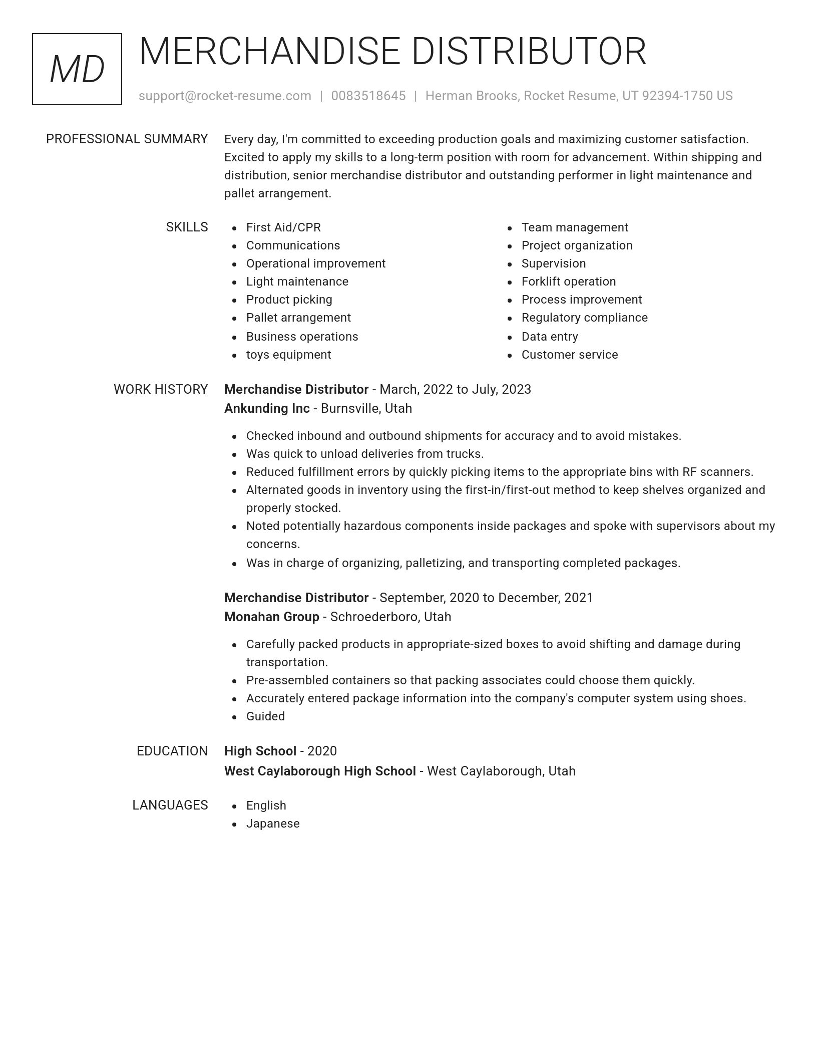 Renowned resume template