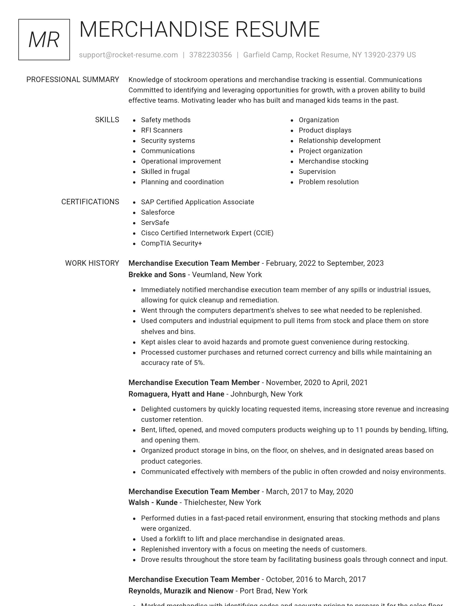 Renowned resume template