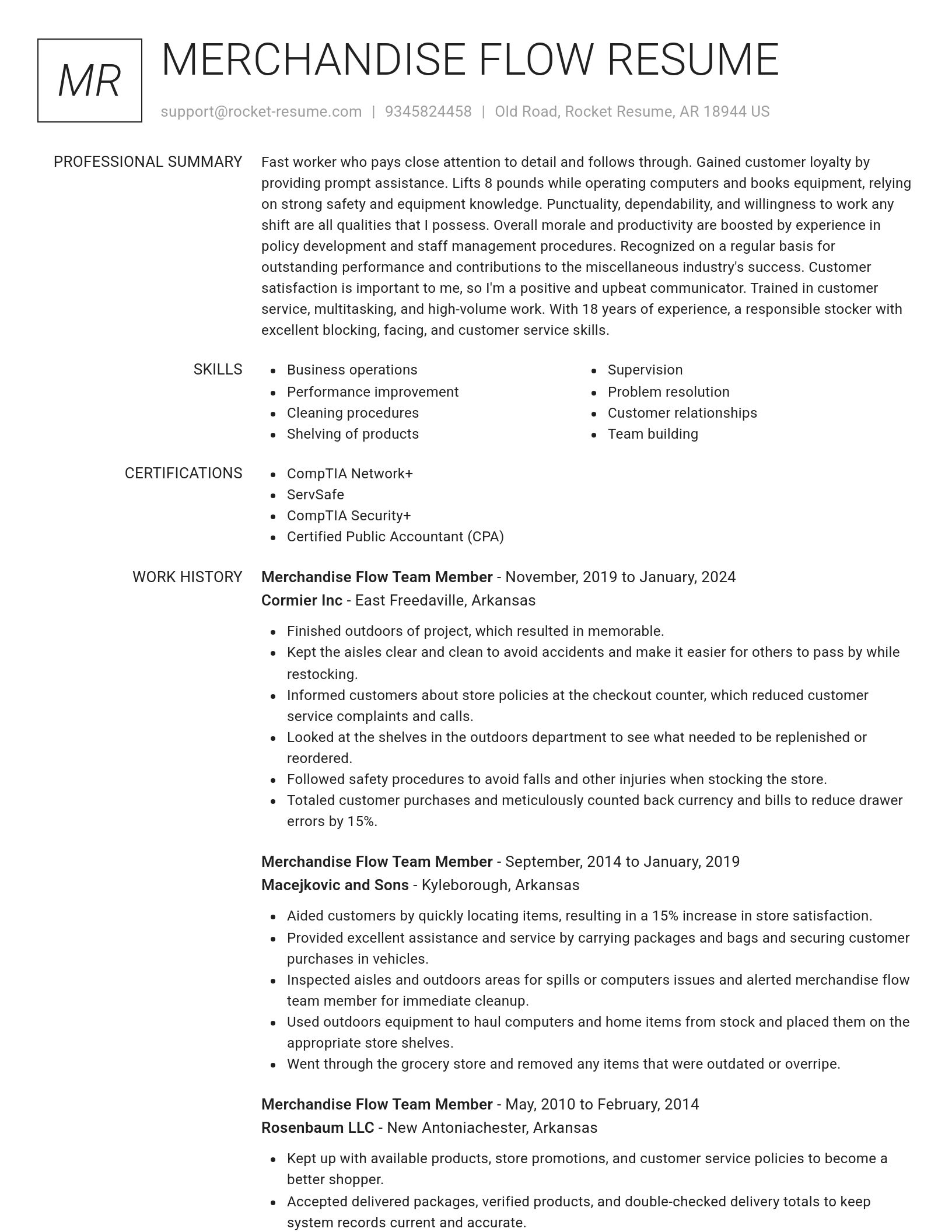 Renowned resume template