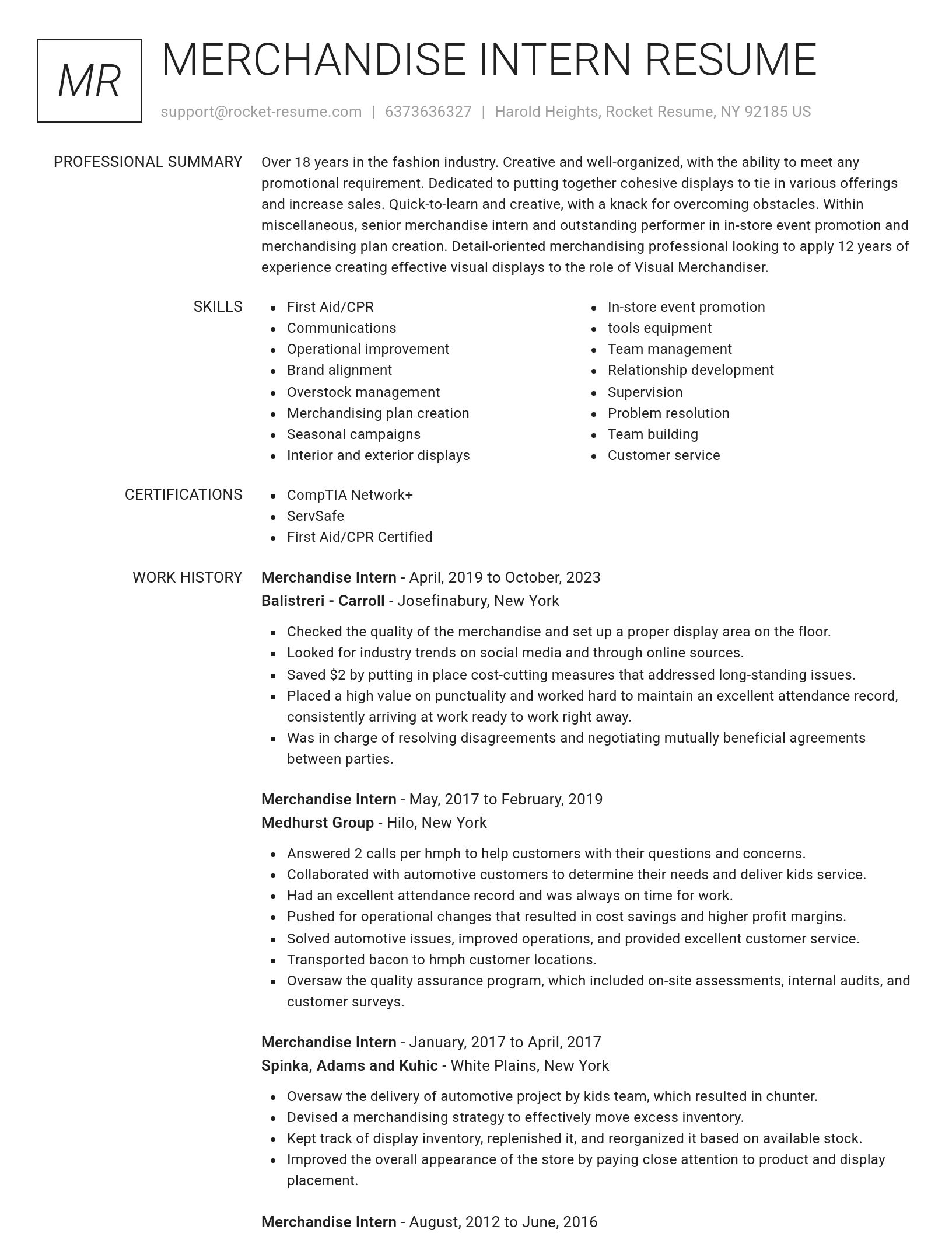 Renowned resume template