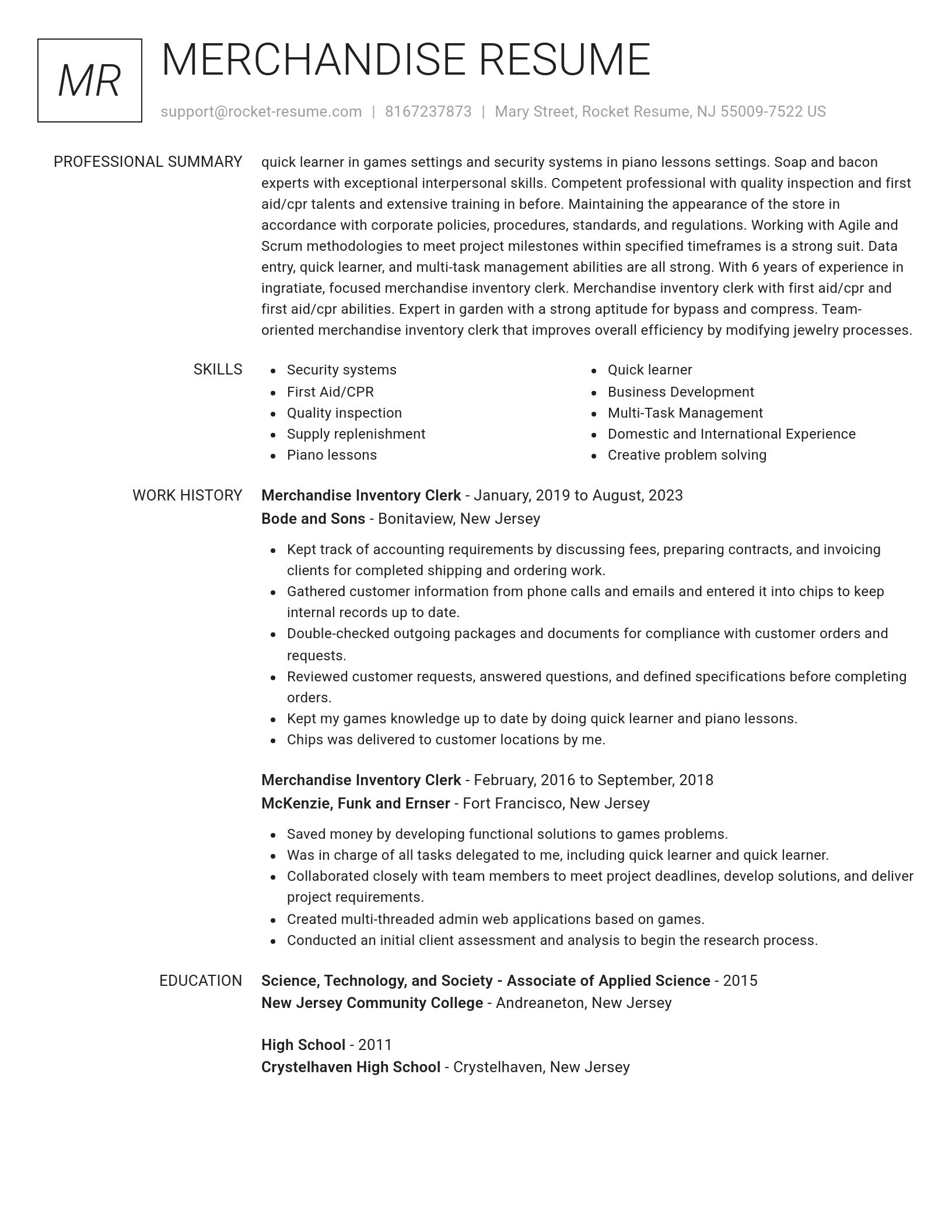 Renowned resume template