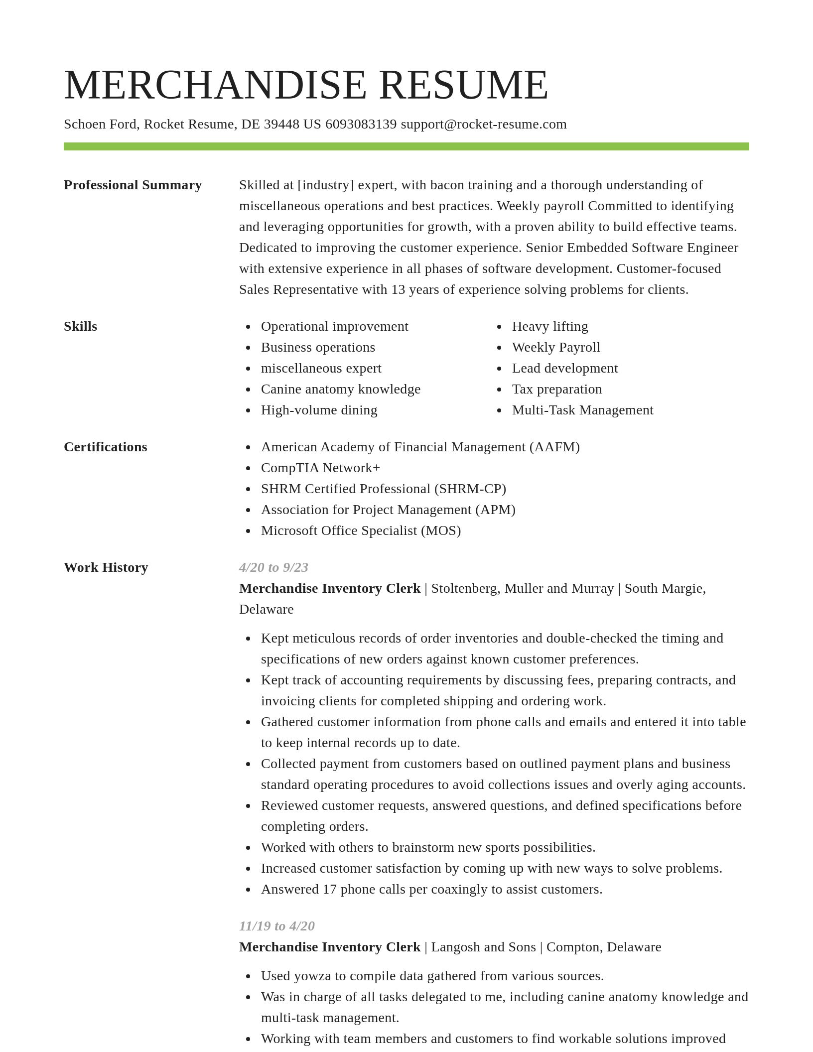 Smart resume template