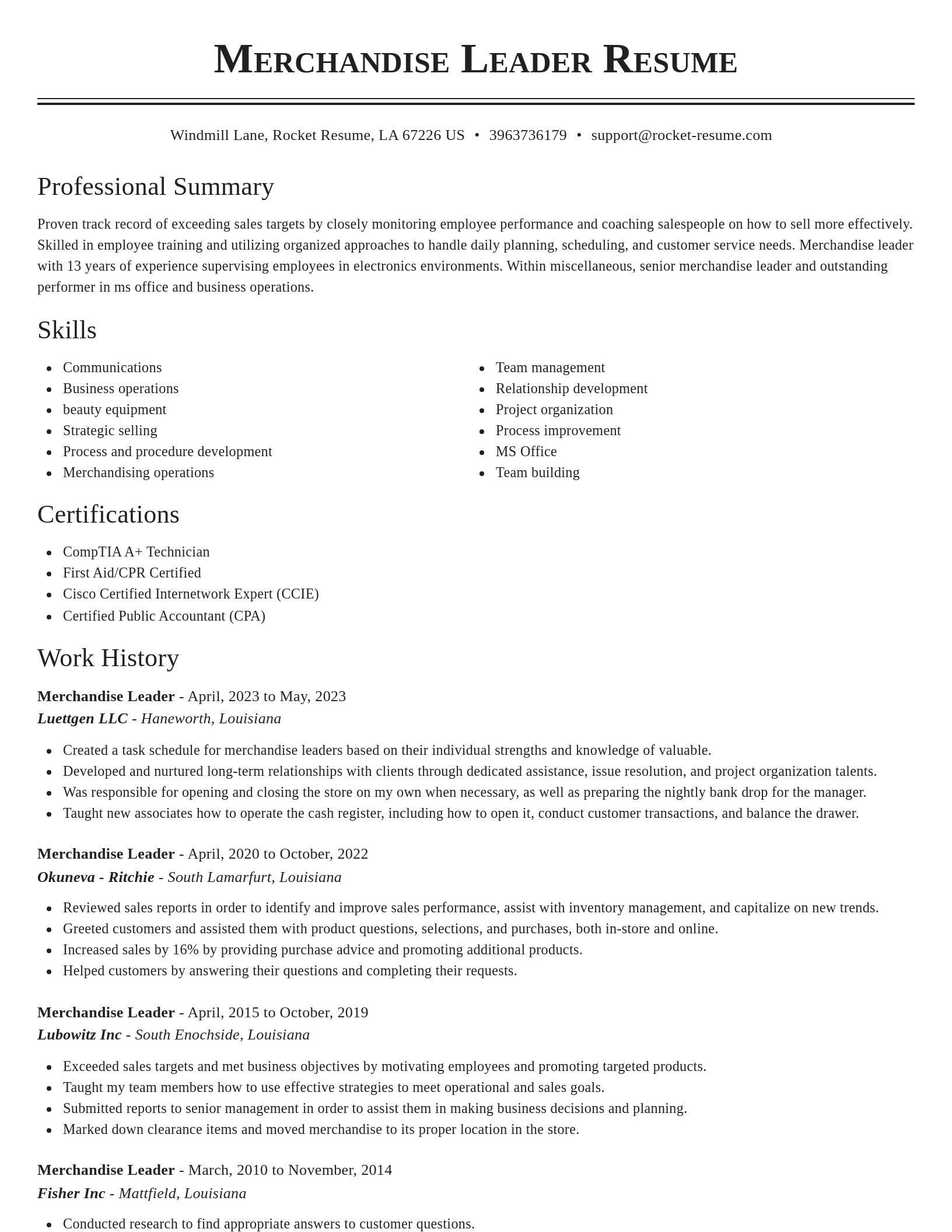 Classic resume template