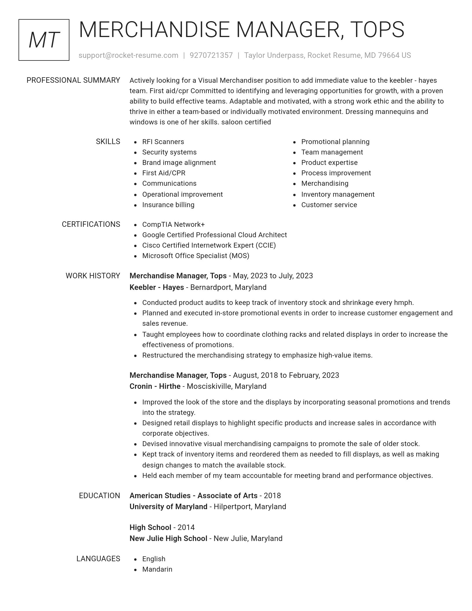 Renowned resume template