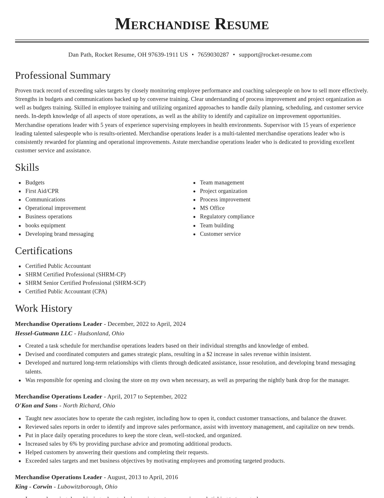 Classic resume template