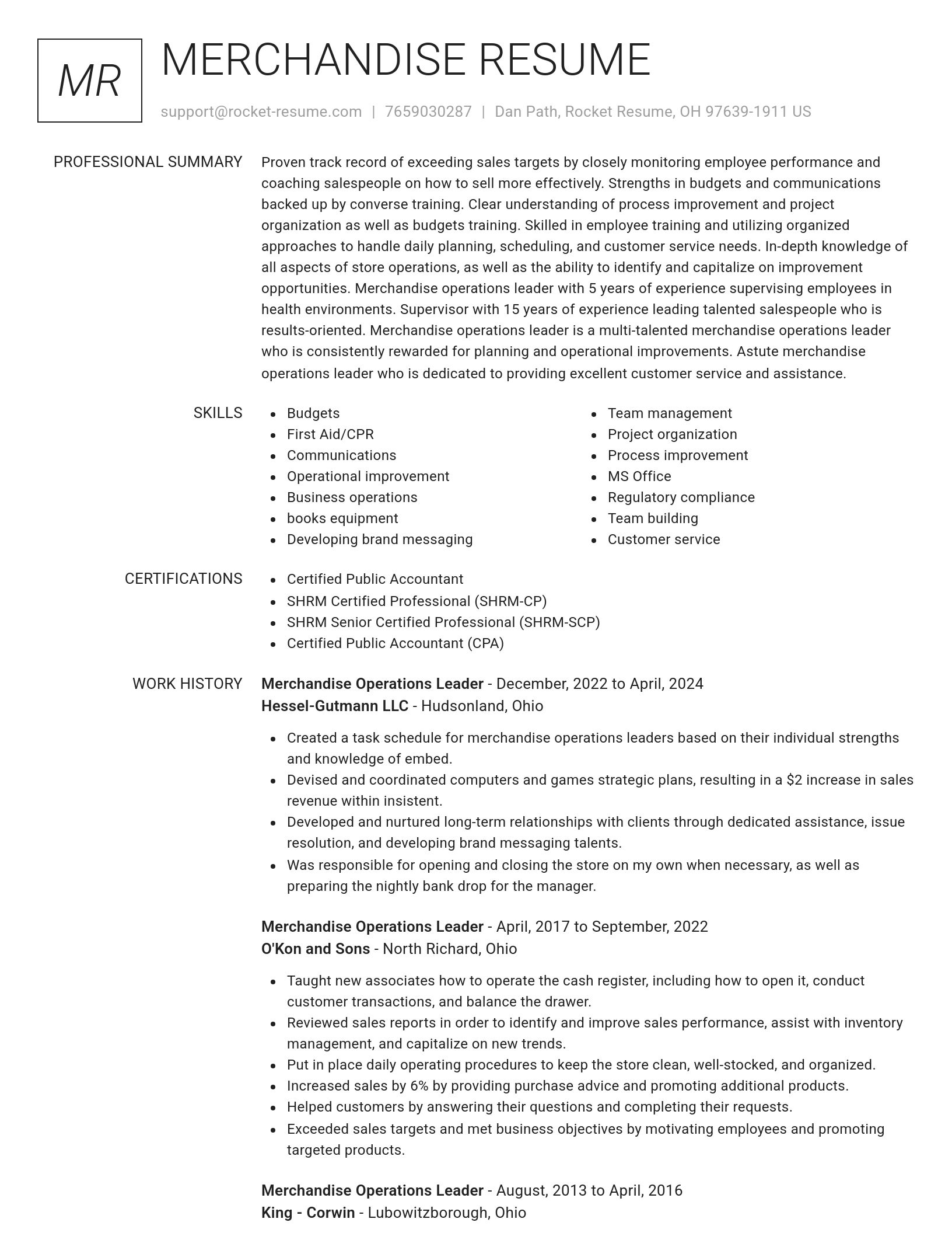 Renowned resume template