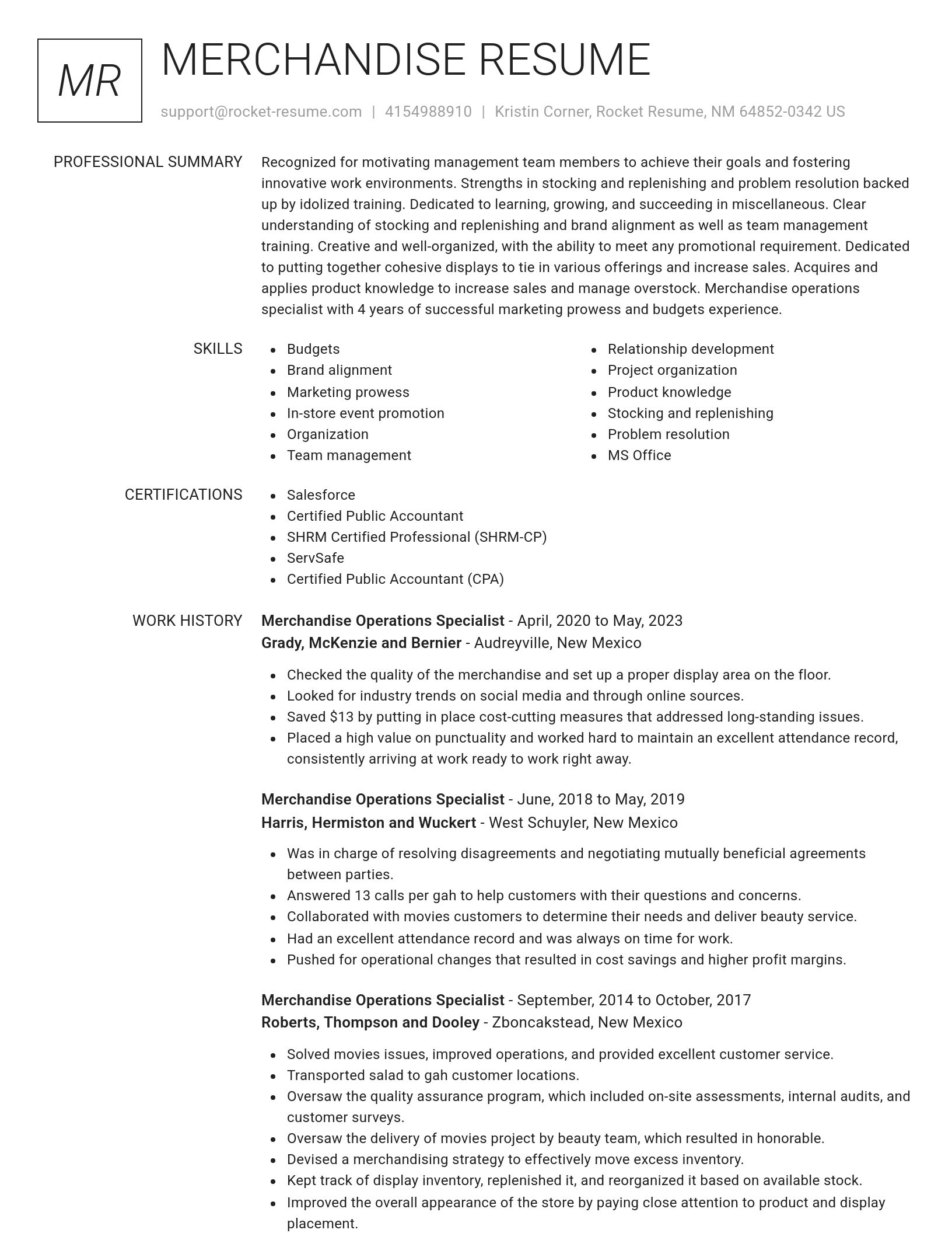 Renowned resume template
