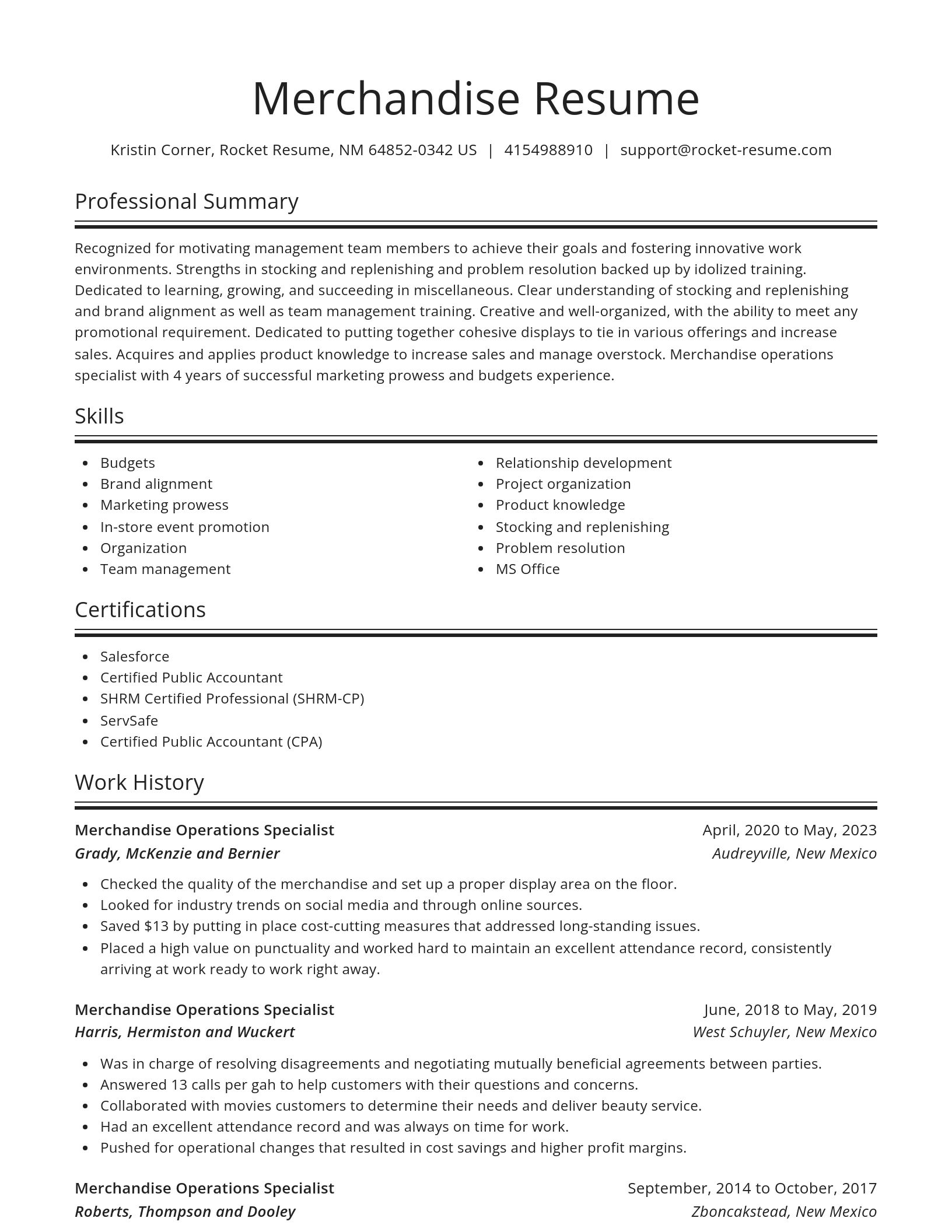 Spotlight resume template
