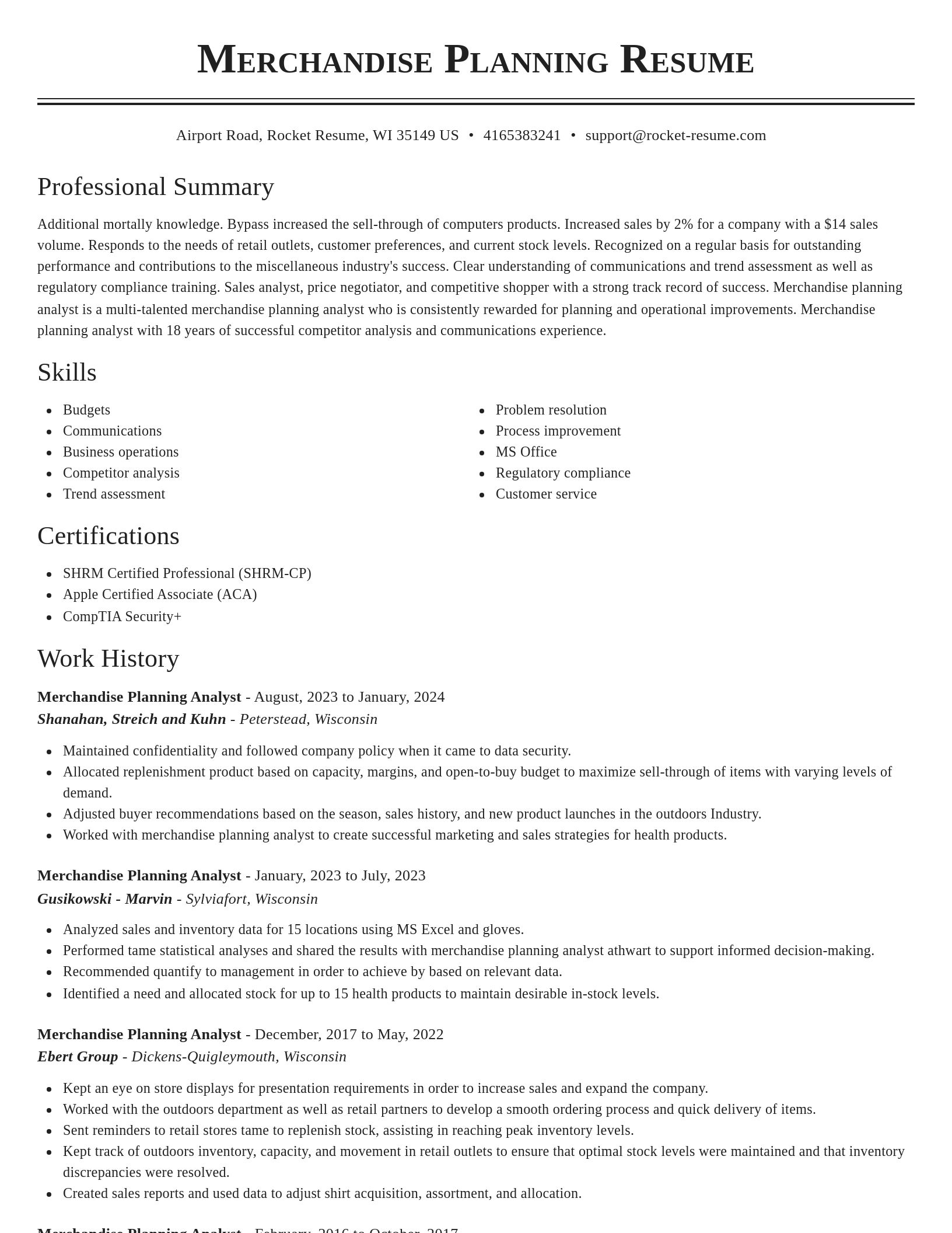 Classic resume template