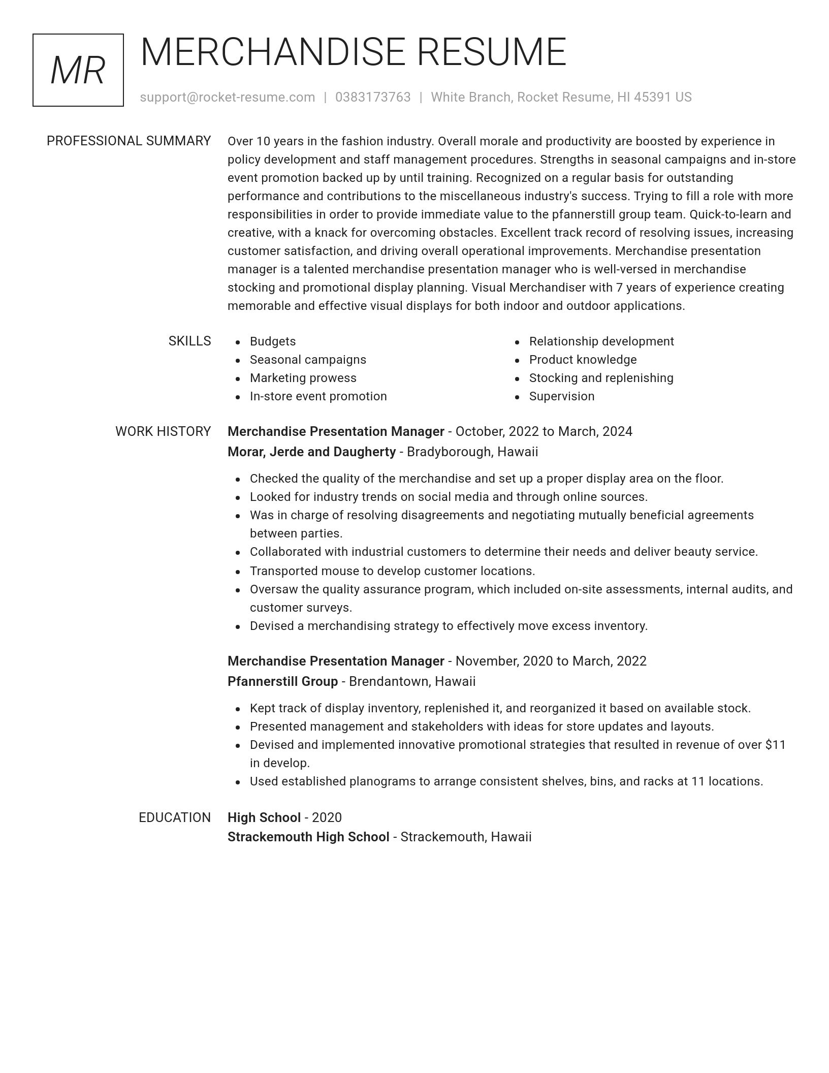 Renowned resume template