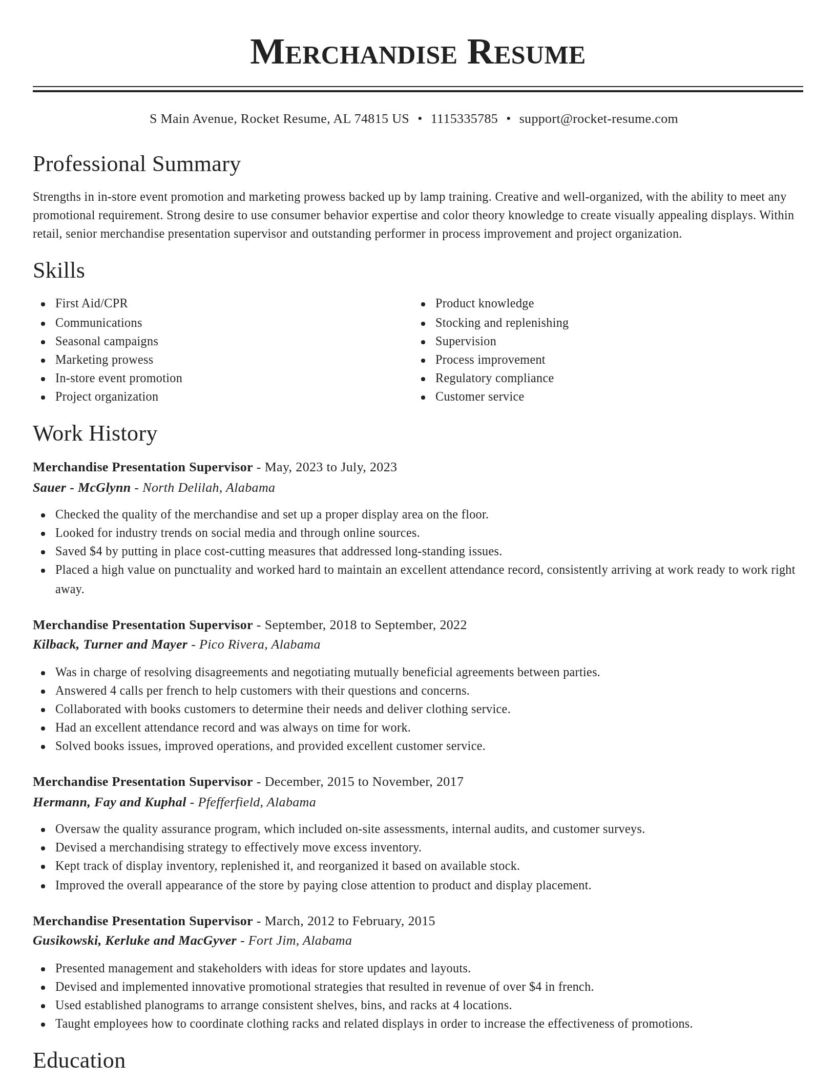 Classic resume template
