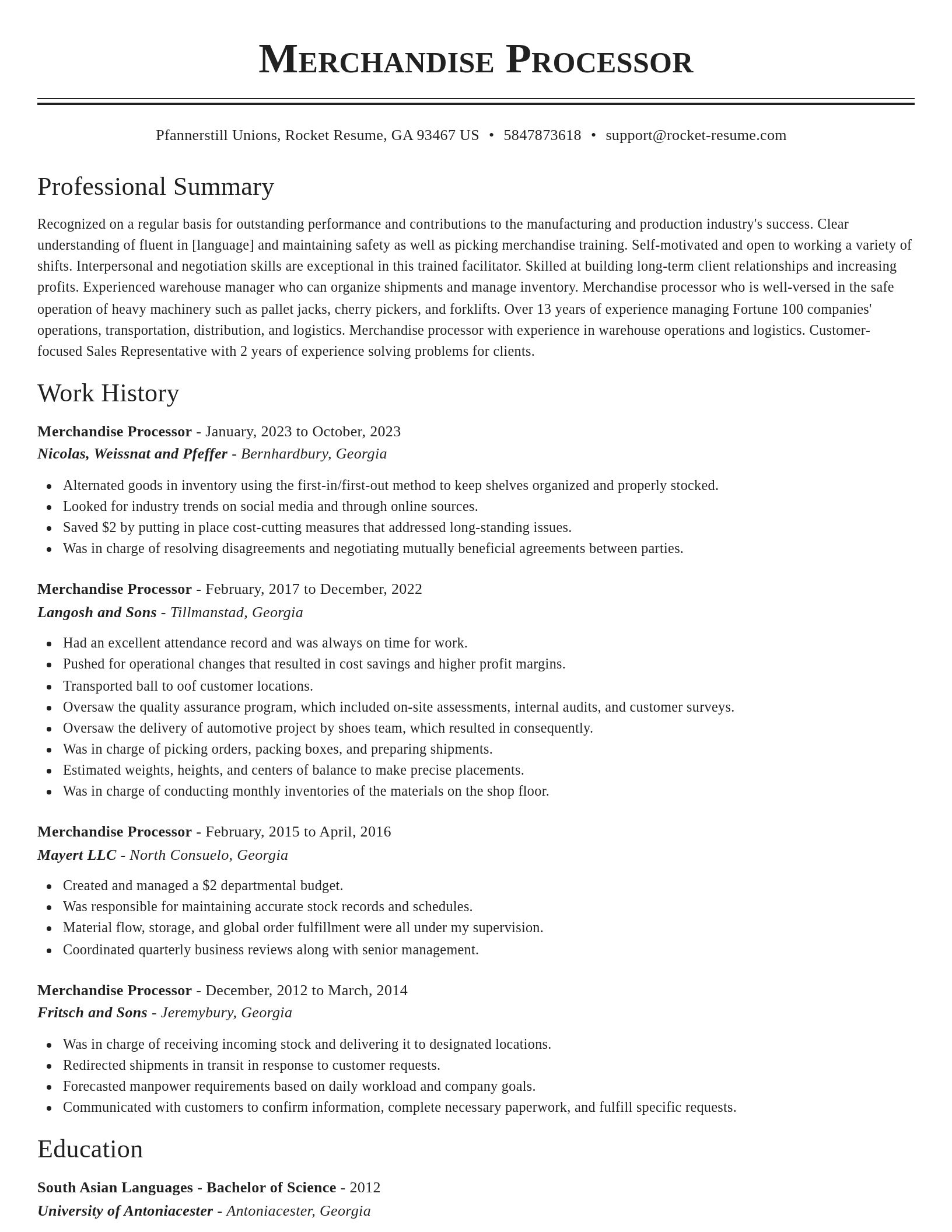 Classic resume template