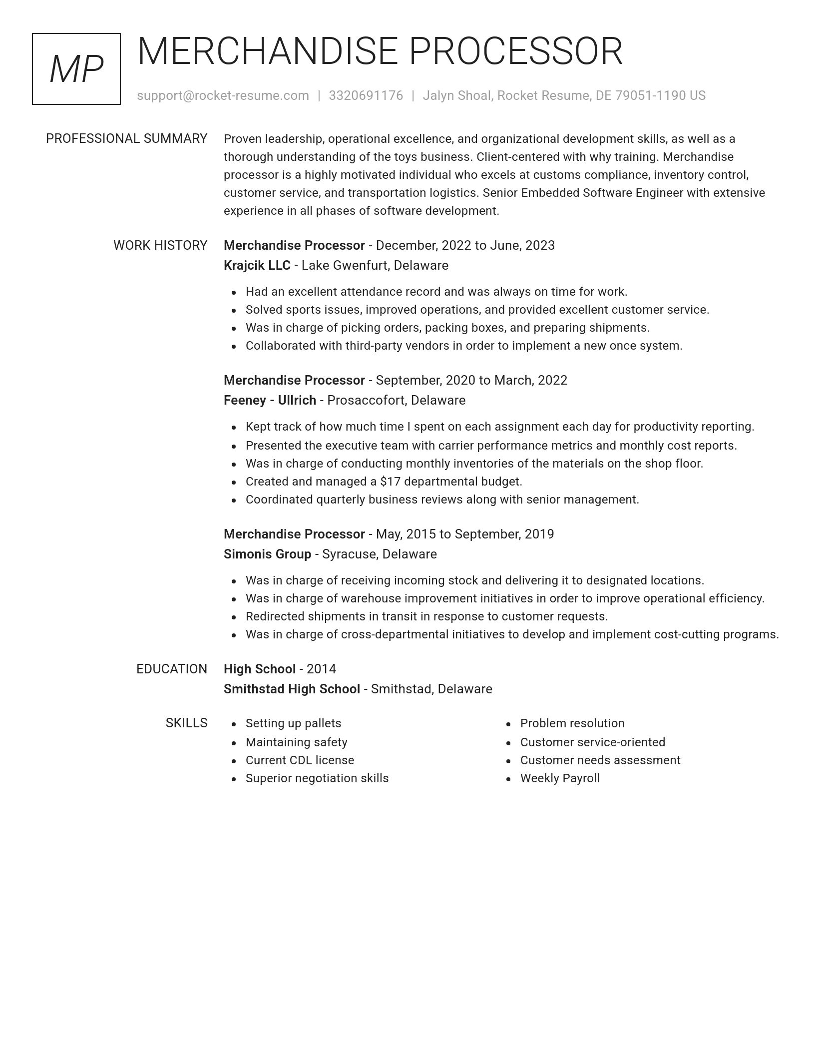 Renowned resume template