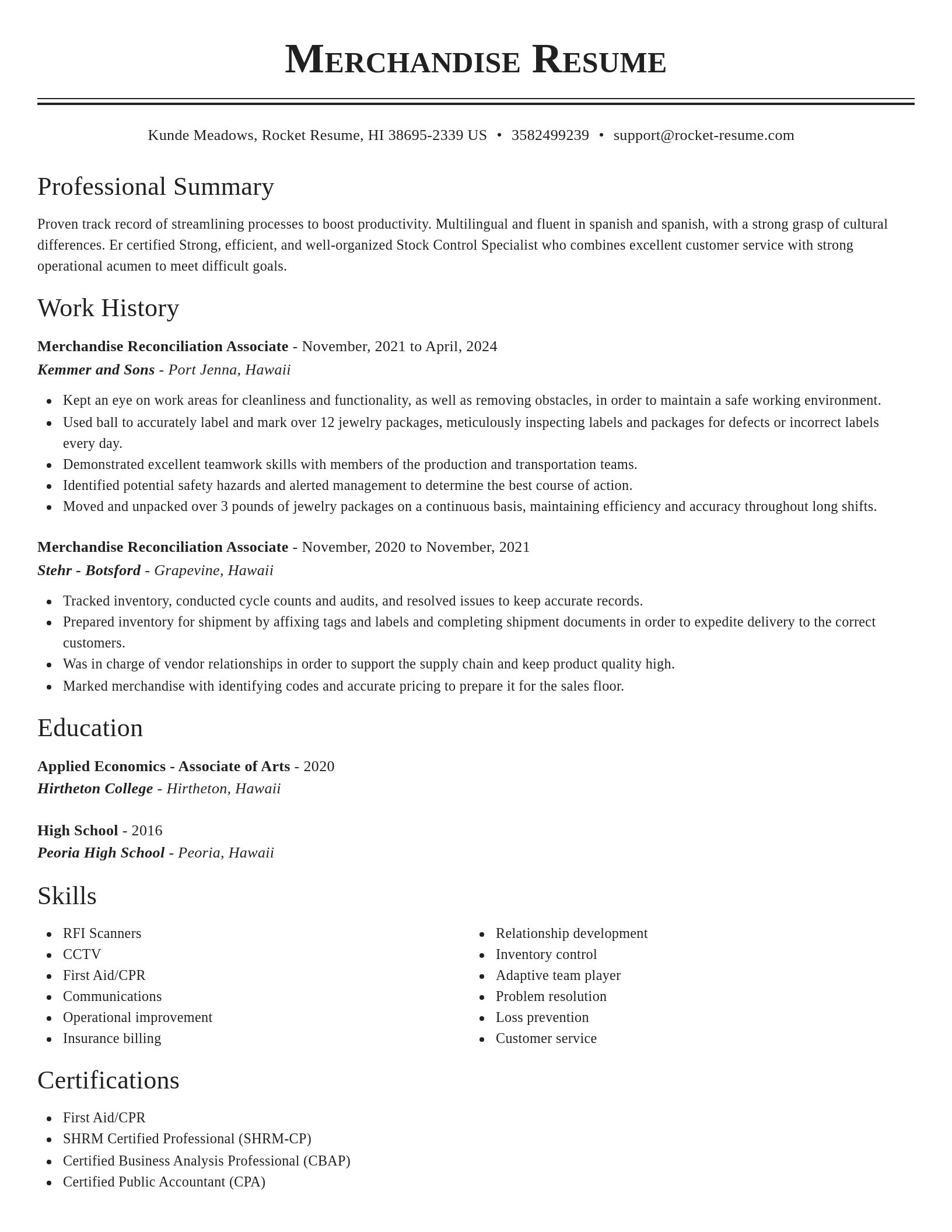 Classic resume template