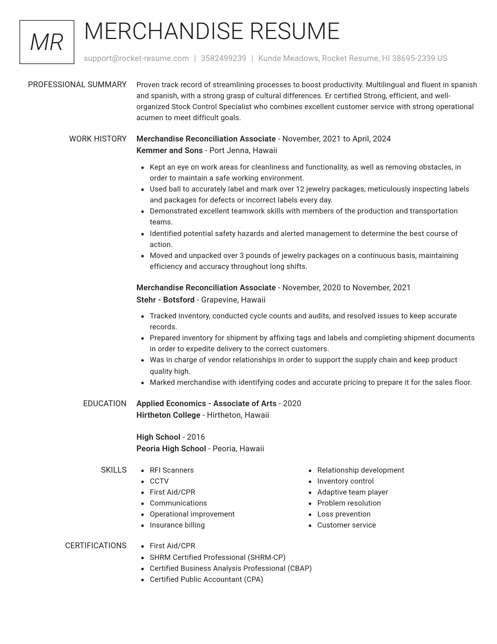 Renowned resume template