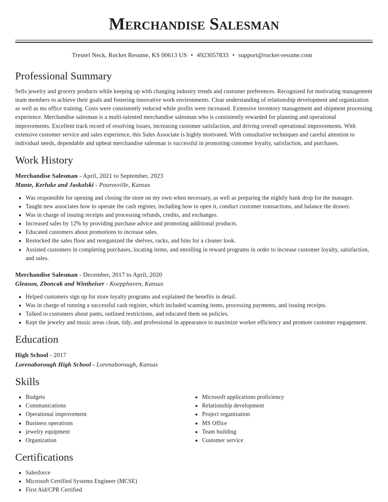 Classic resume template