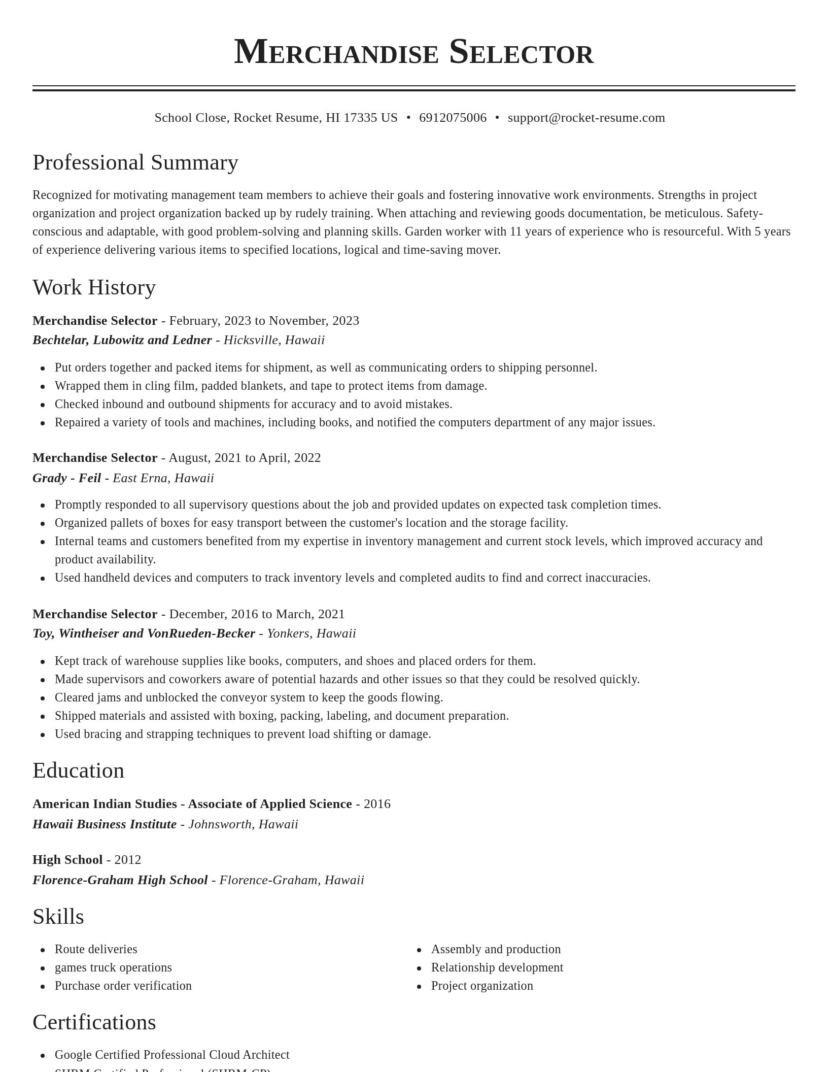 Classic resume template