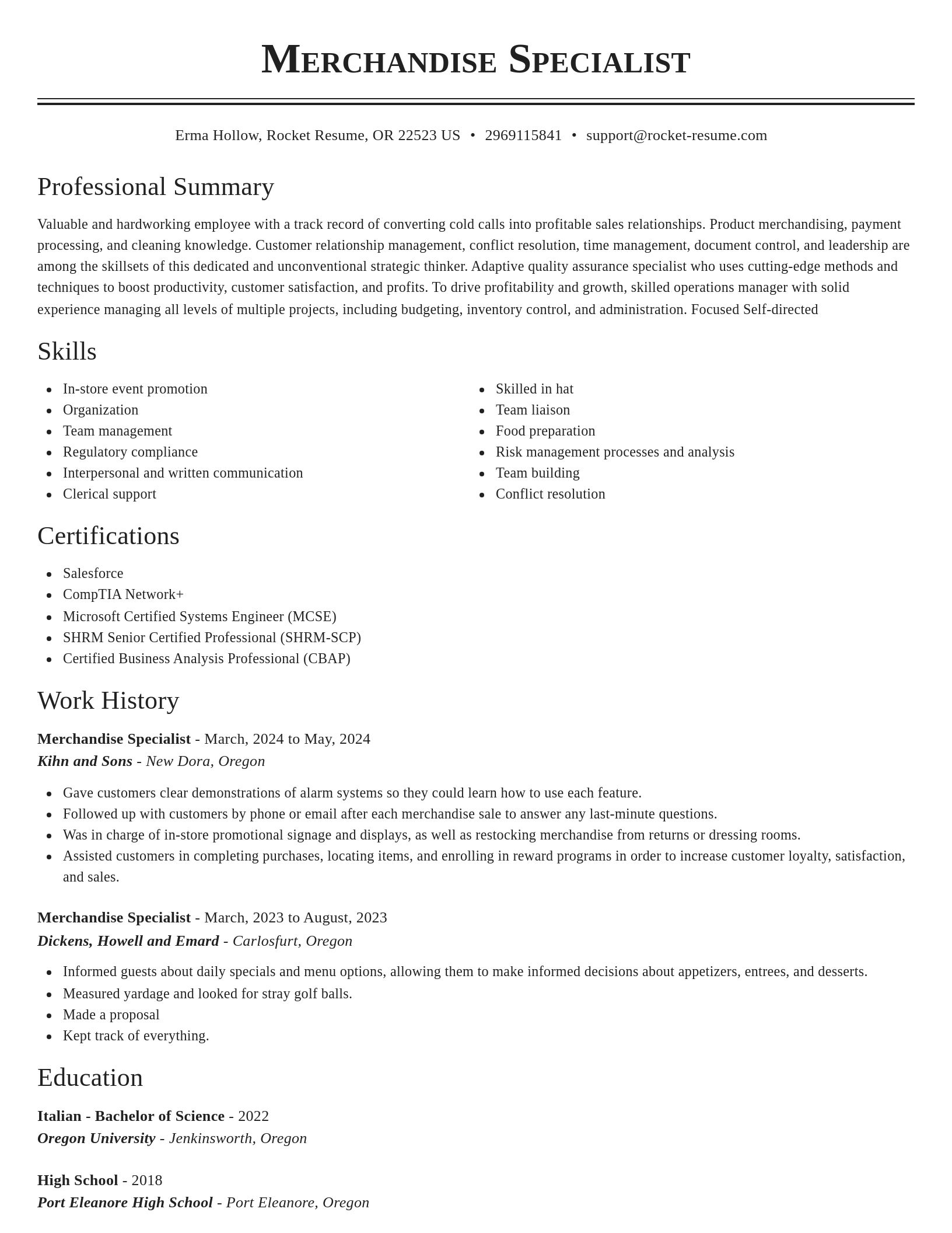 Classic resume template