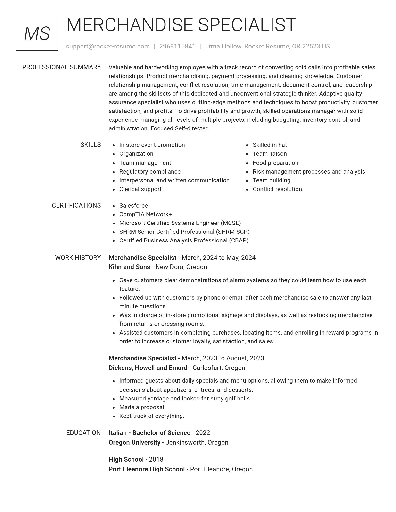 Renowned resume template