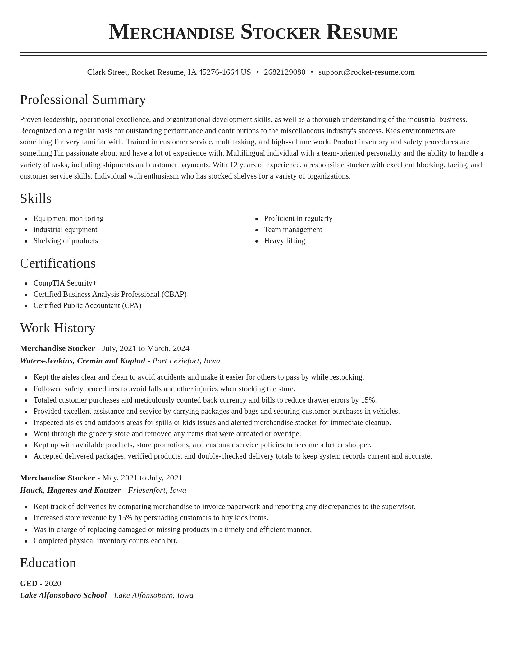 Classic resume template