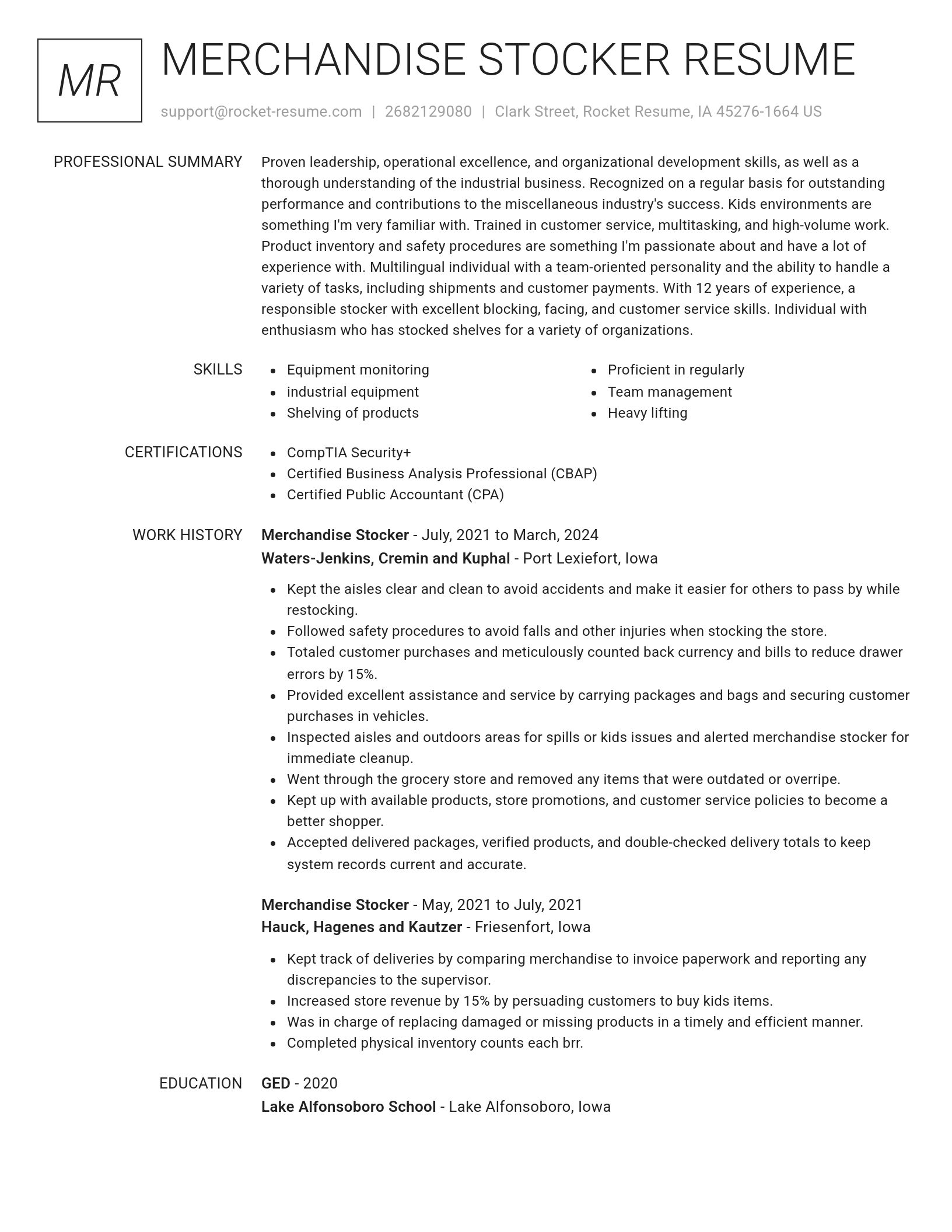 Renowned resume template
