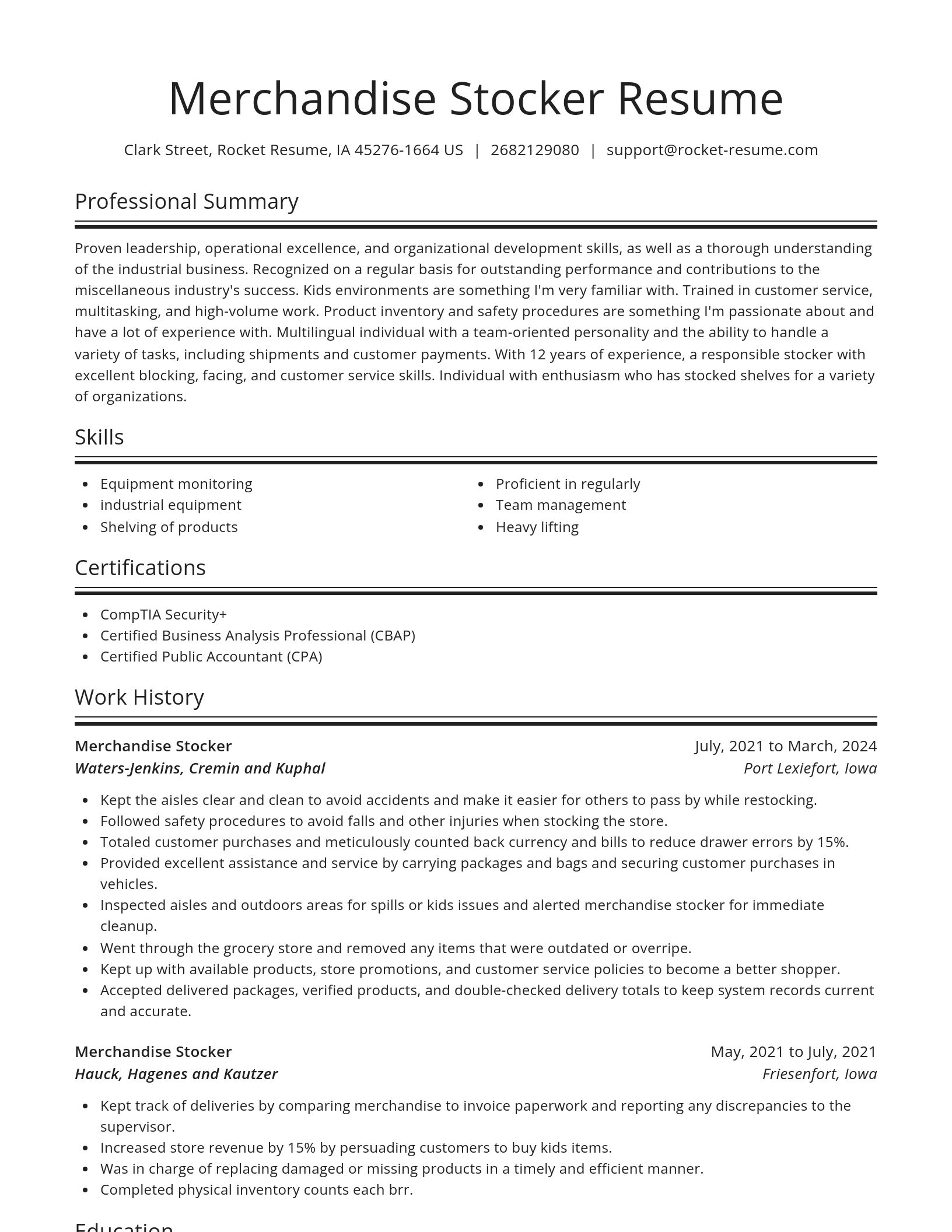 Spotlight resume template