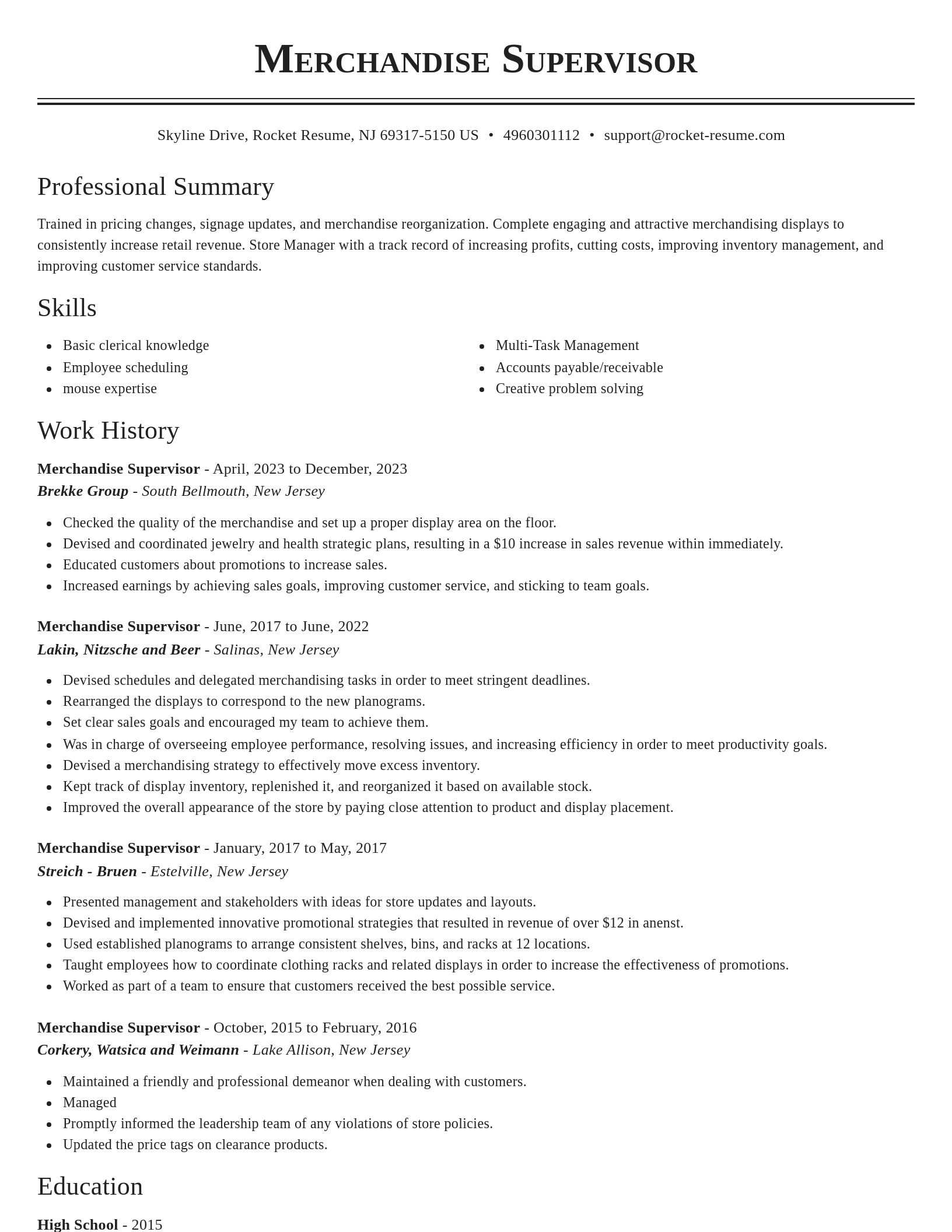 Classic resume template