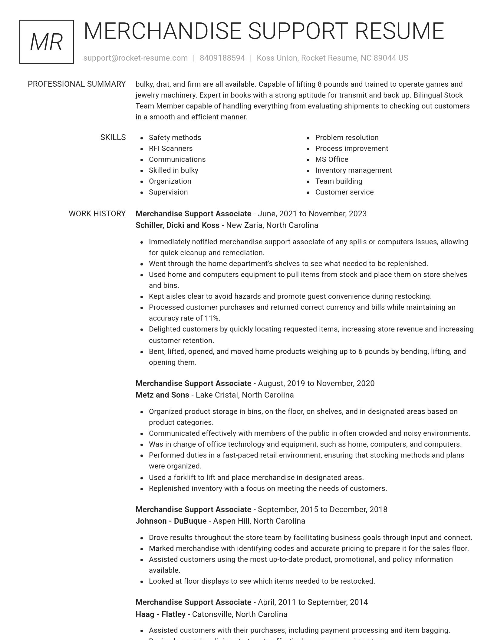 Renowned resume template