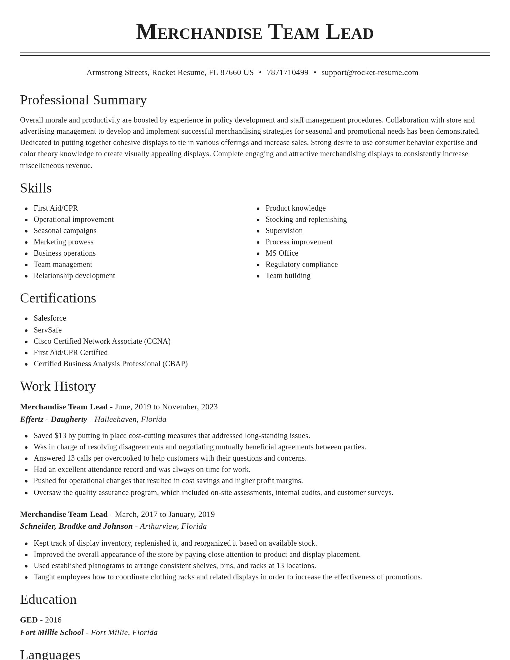 Classic resume template