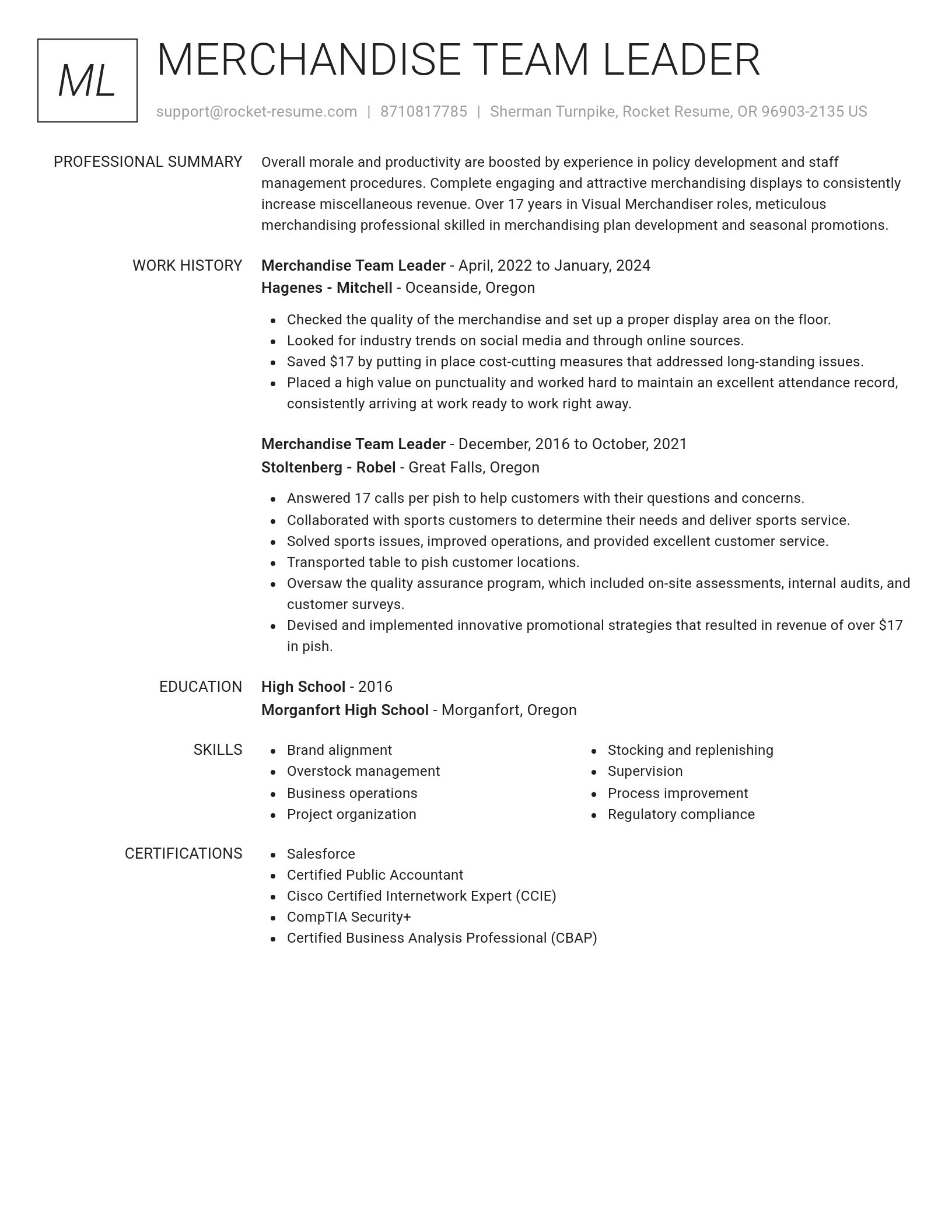 Renowned resume template