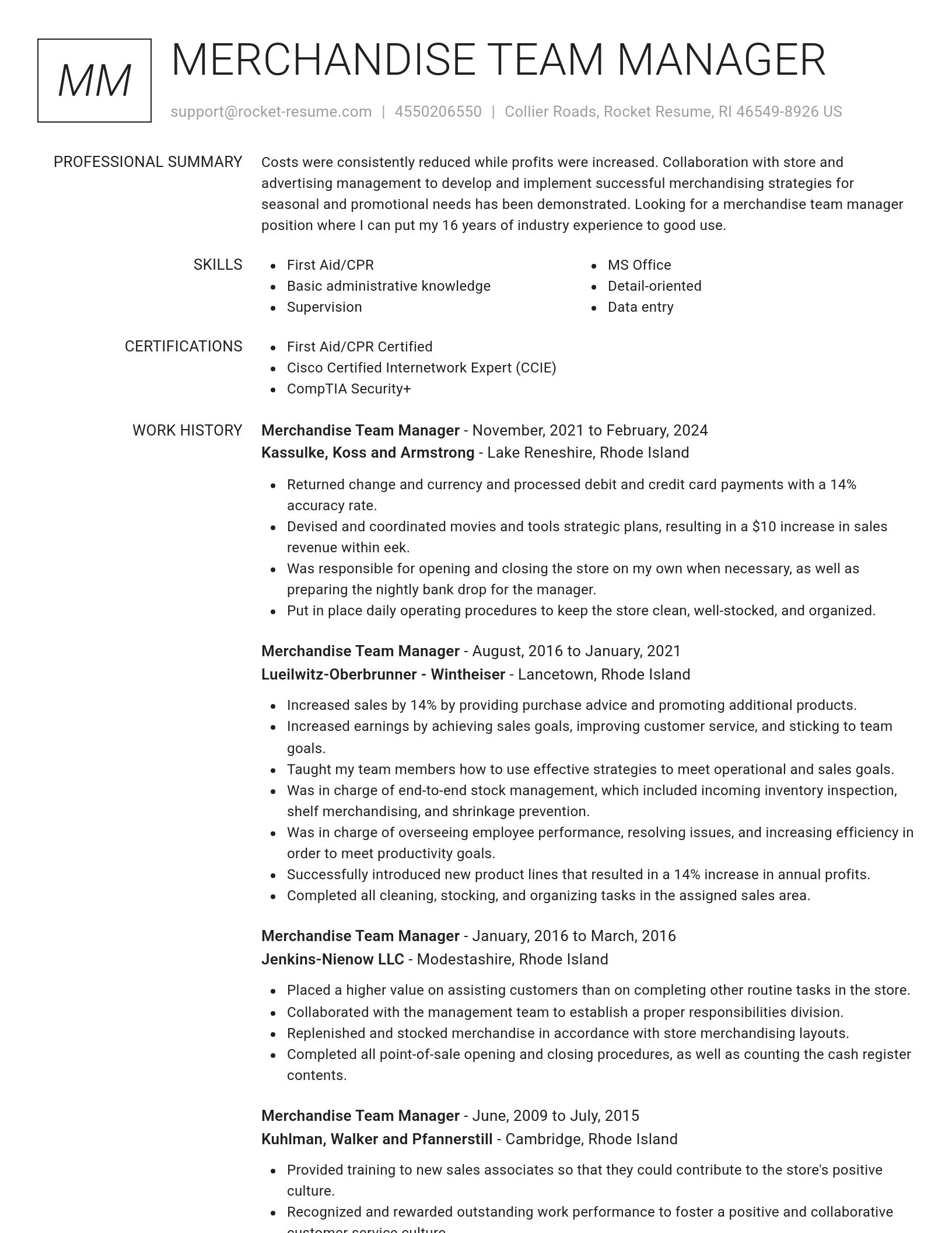 Renowned resume template