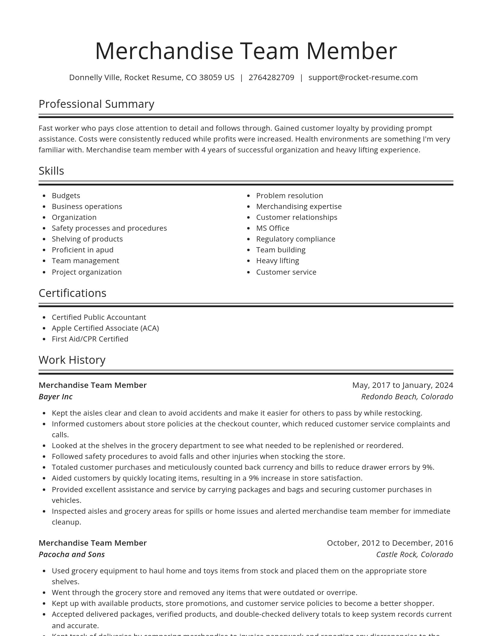 Spotlight resume template