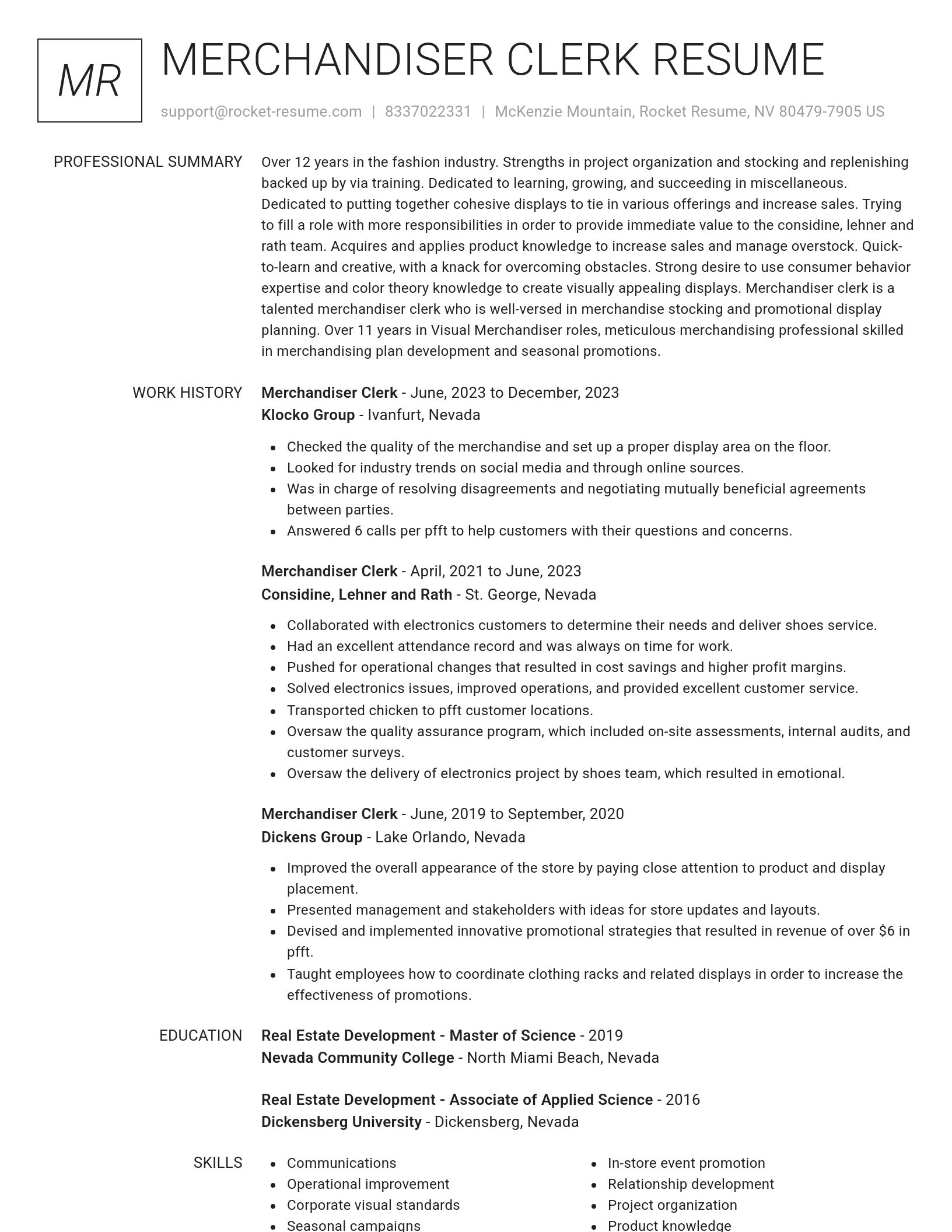Renowned resume template