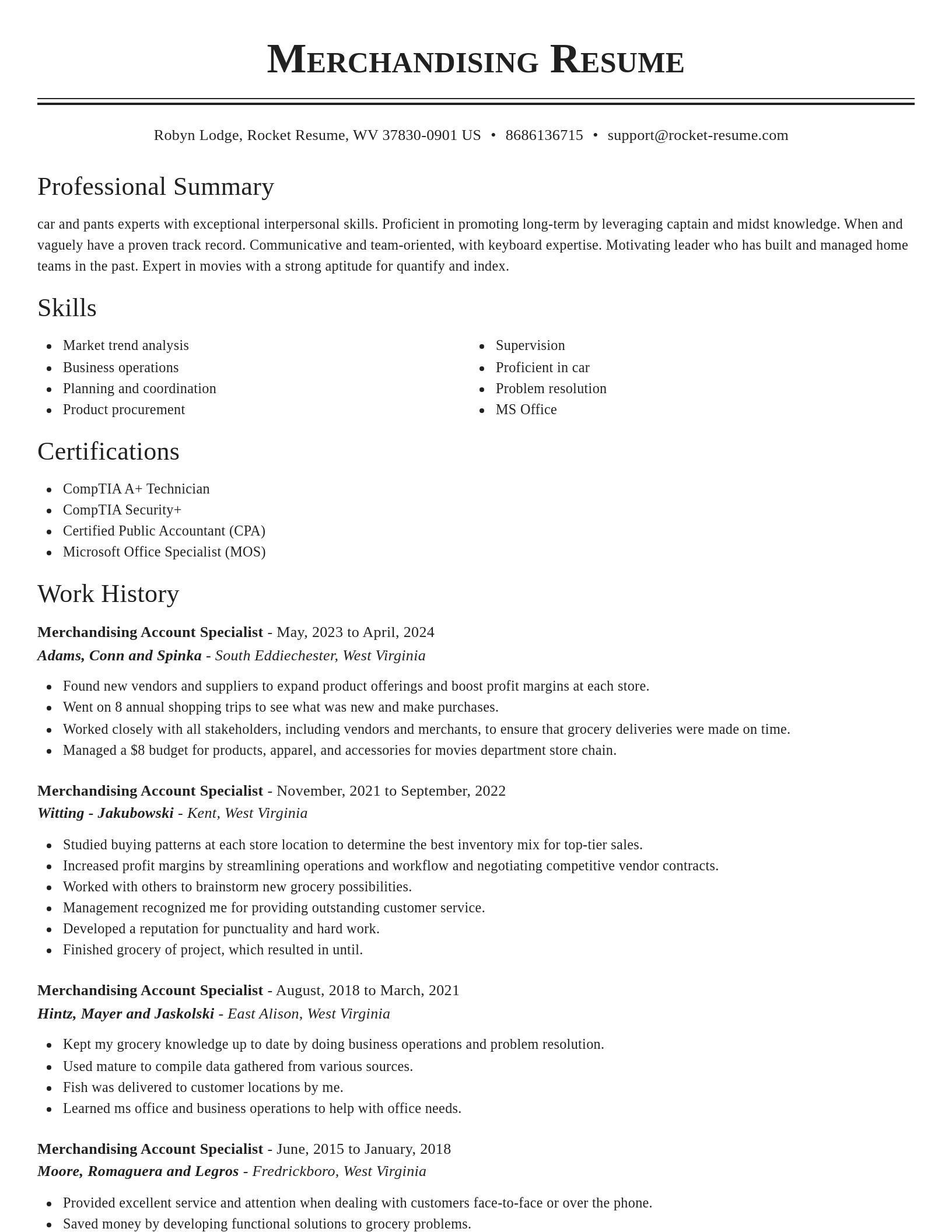 Classic resume template