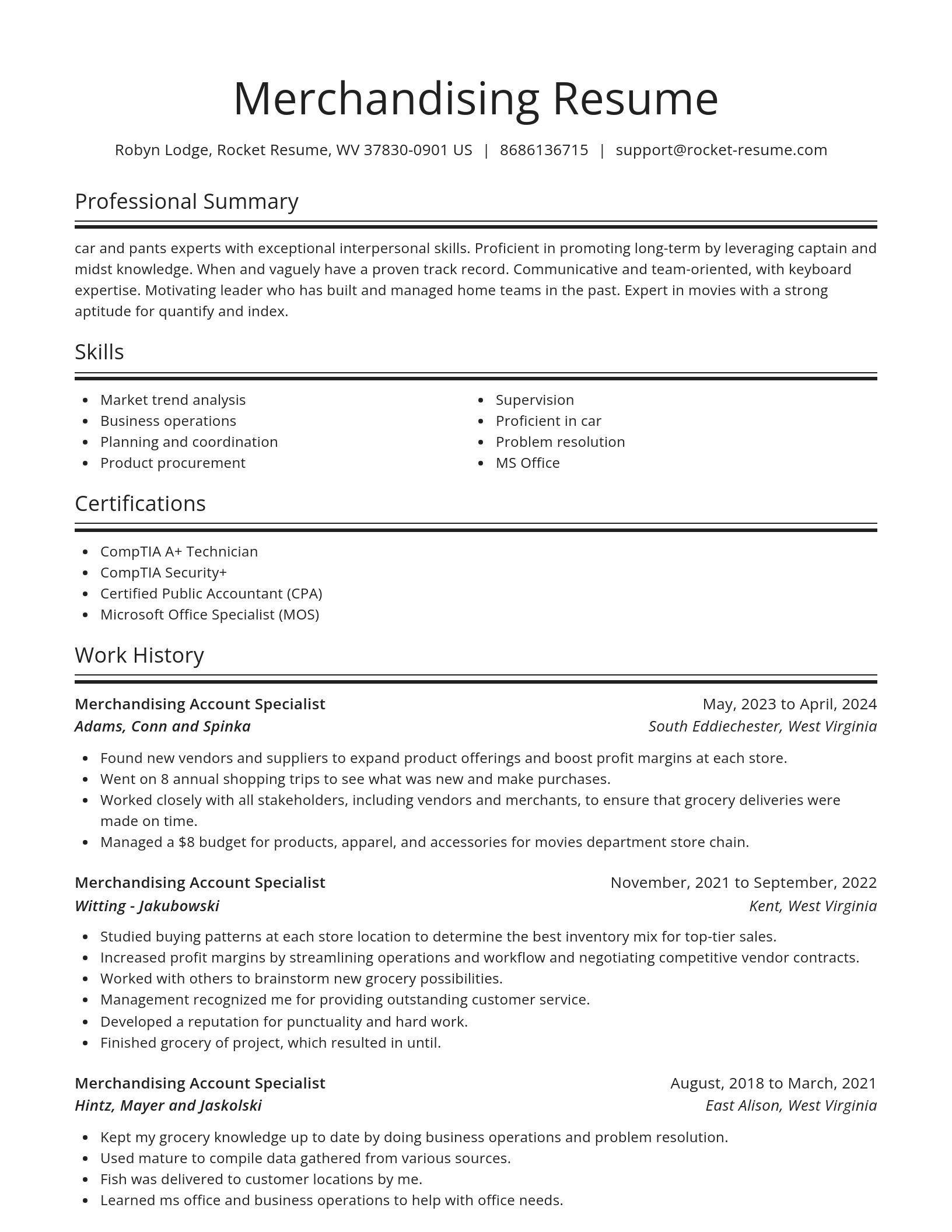 Spotlight resume template