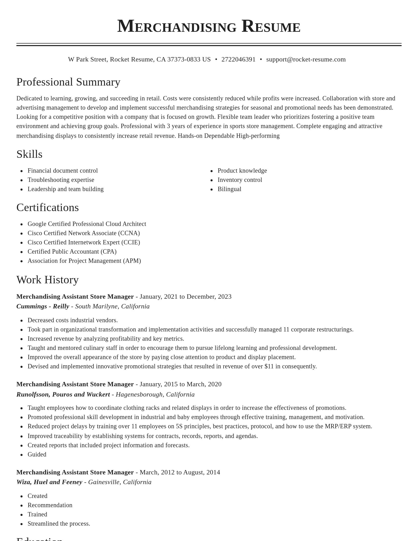 Classic resume template