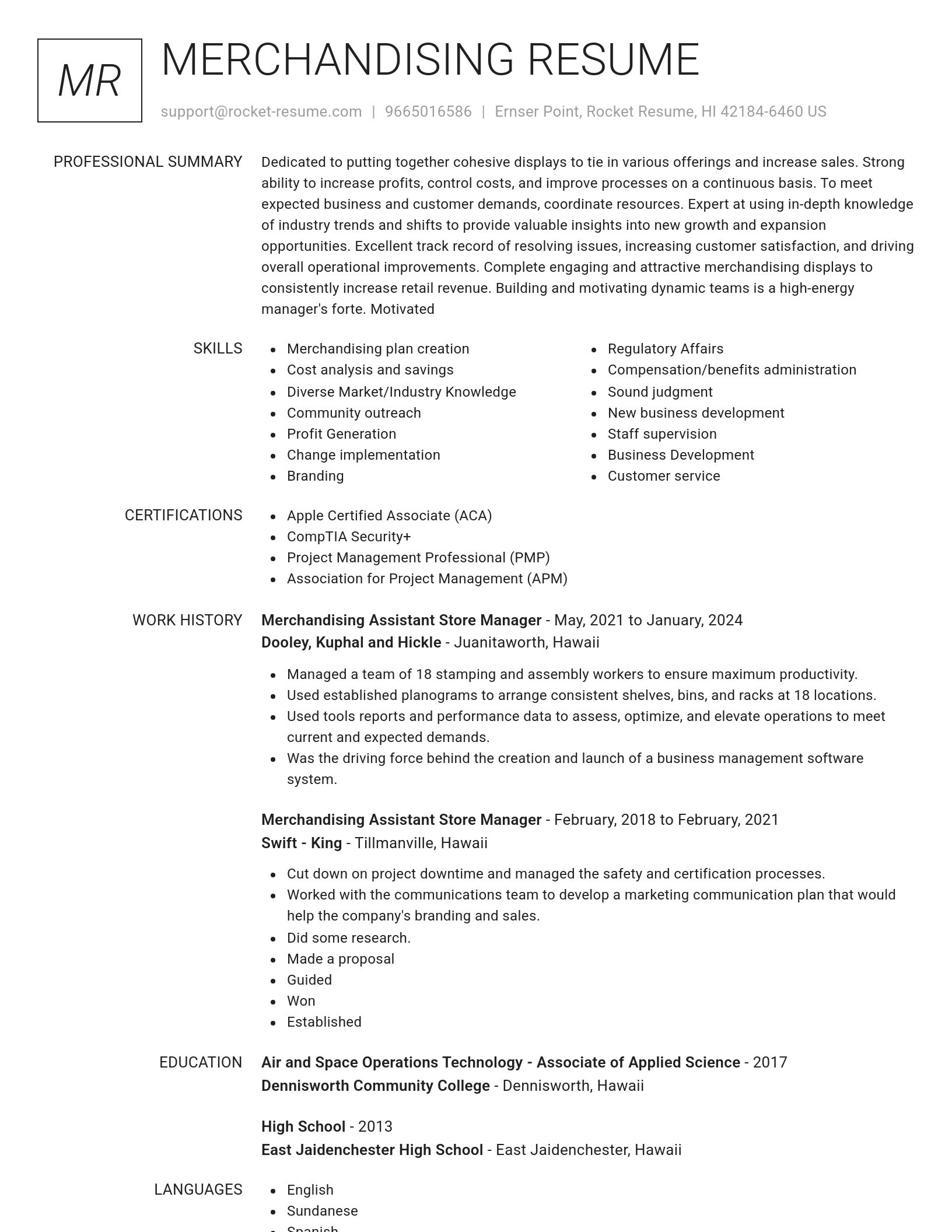 Renowned resume template
