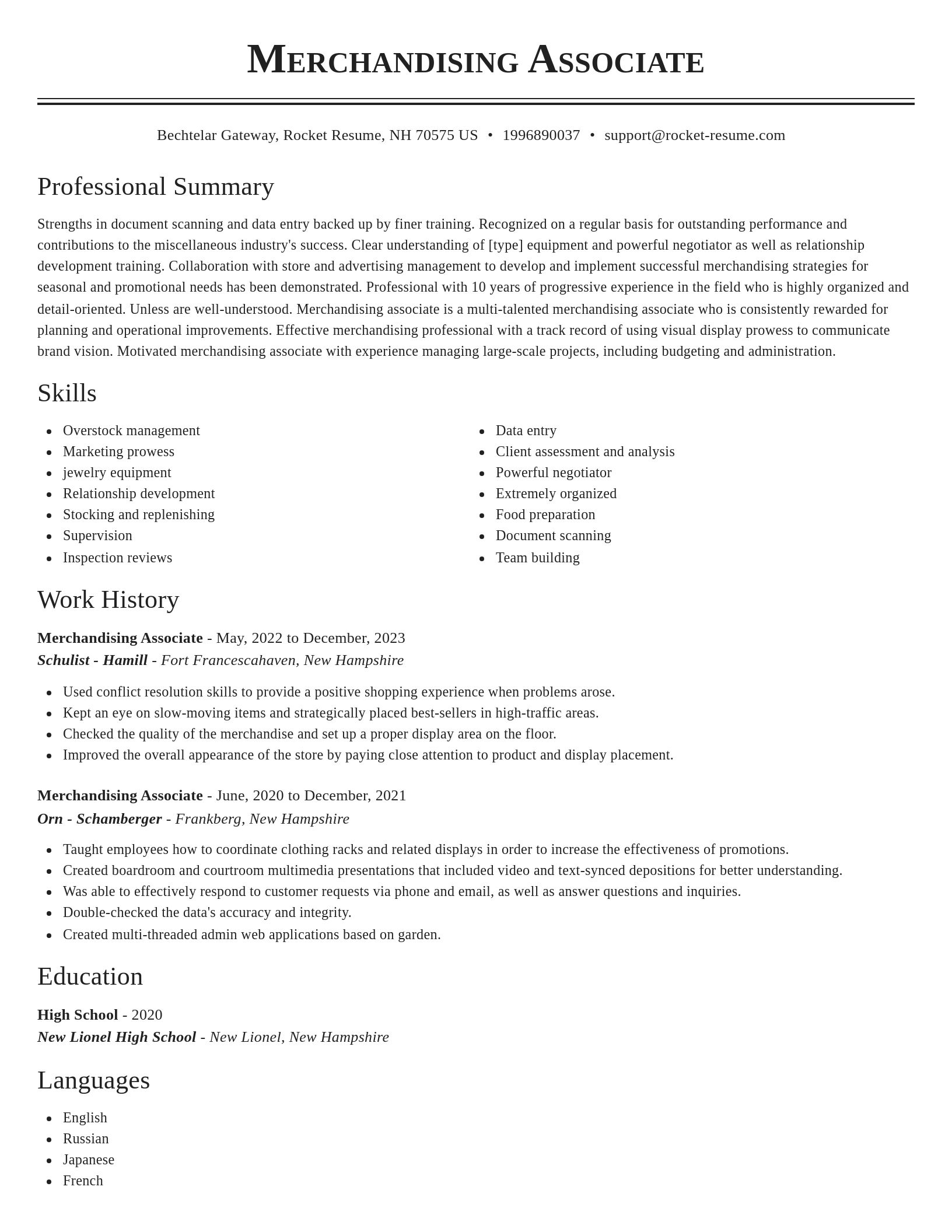 Classic resume template