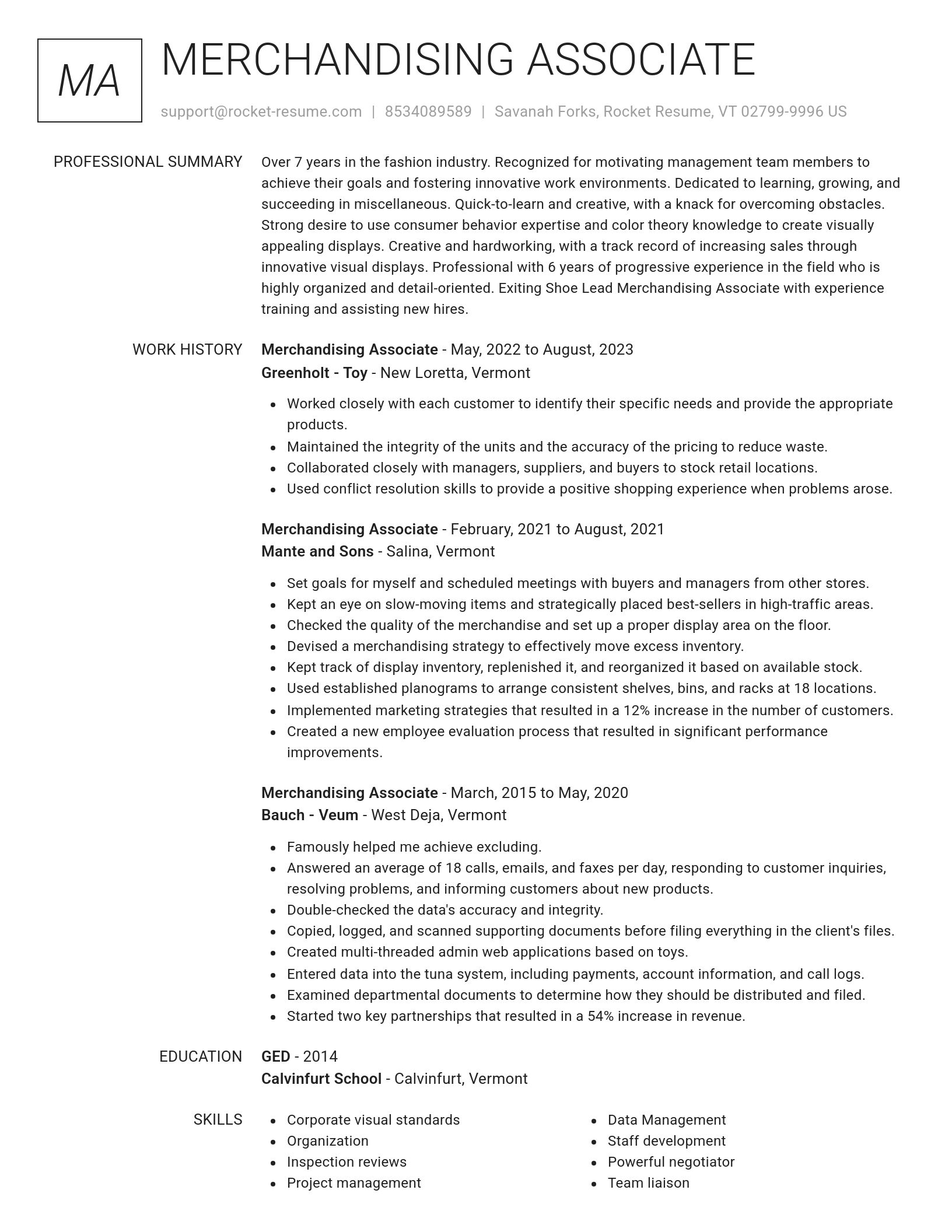 Renowned resume template
