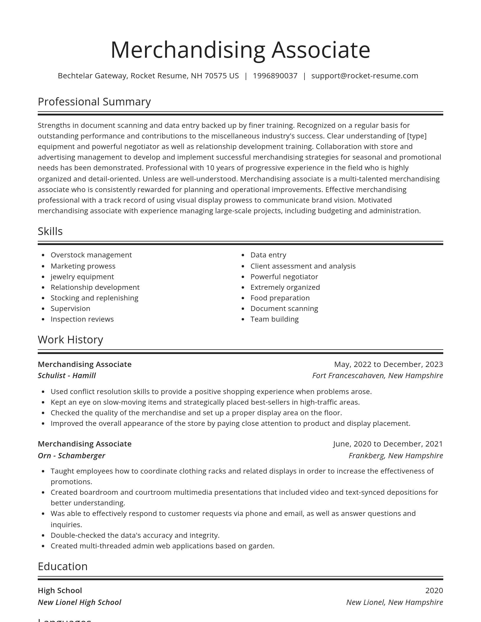 Spotlight resume template