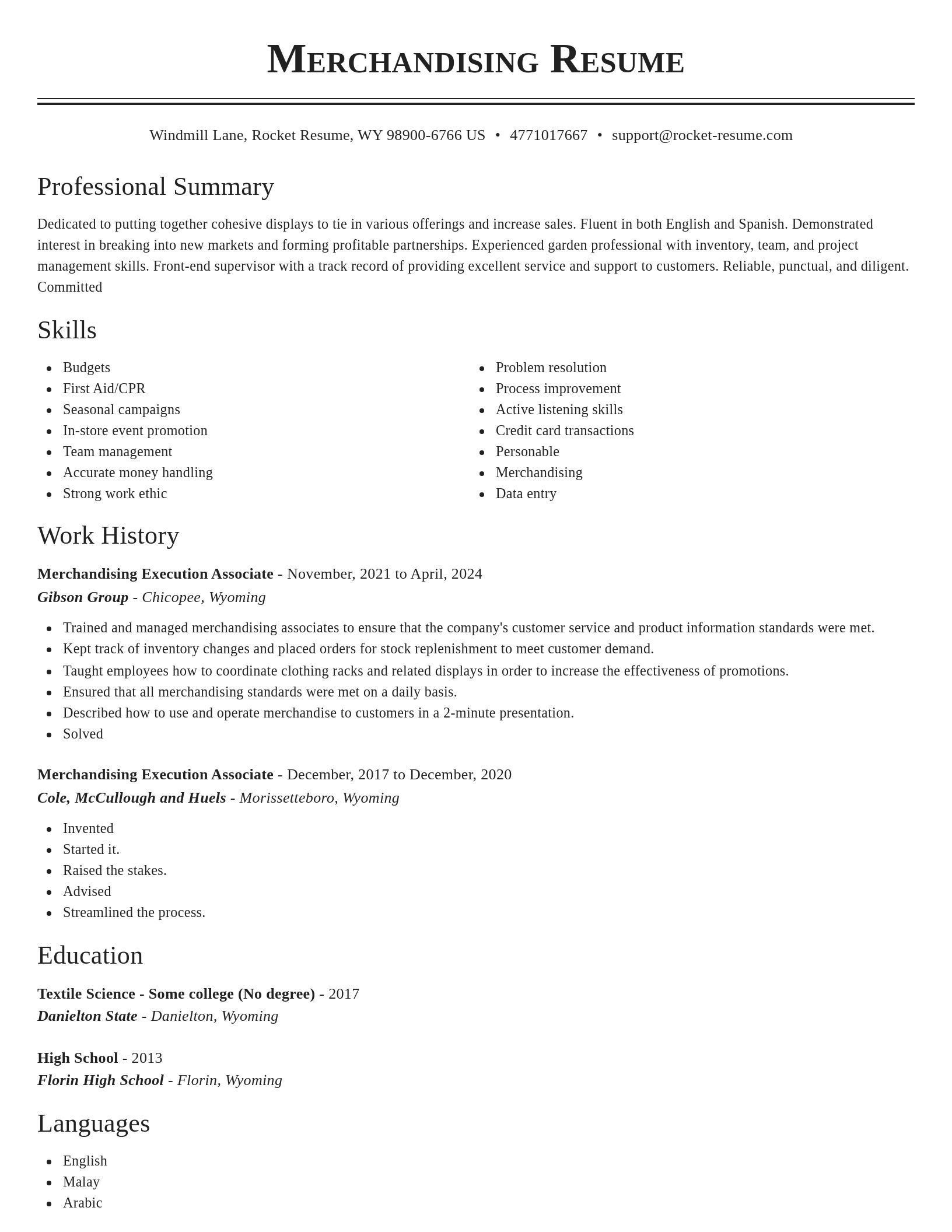 Classic resume template