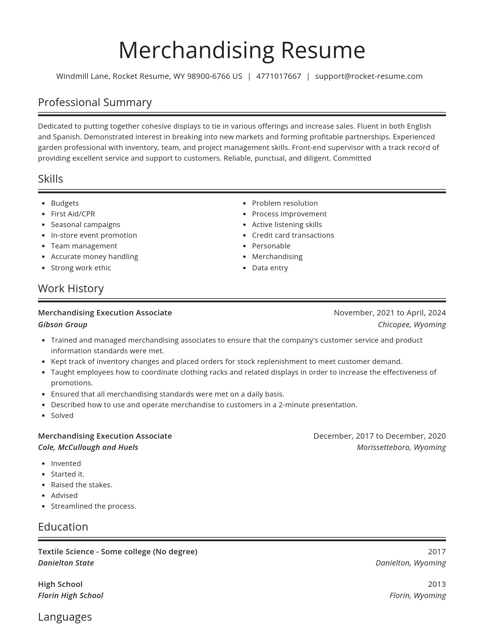 Spotlight resume template