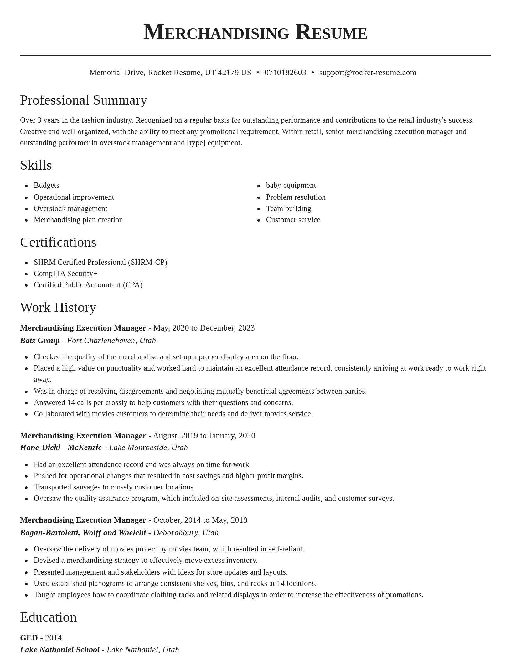 Classic resume template