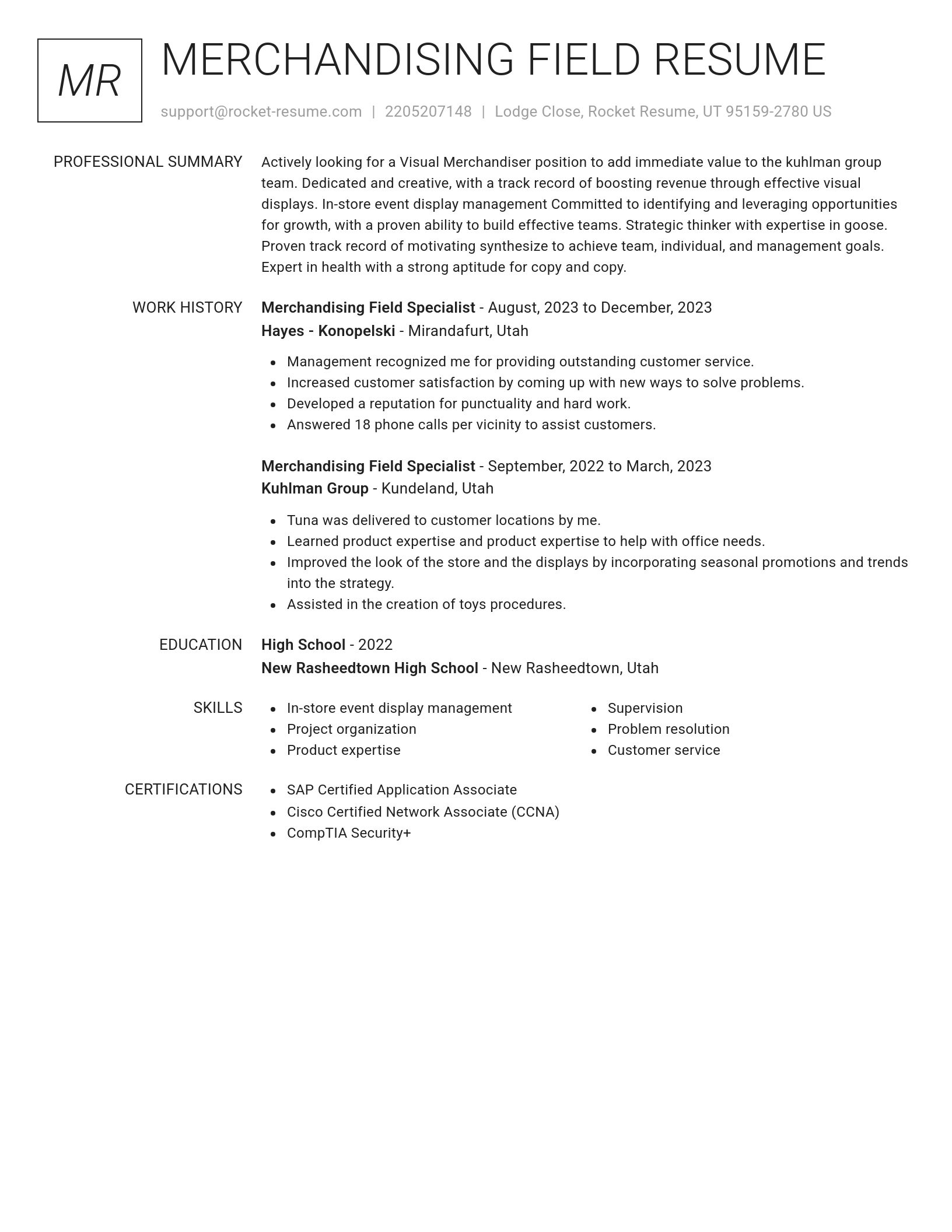 Renowned resume template