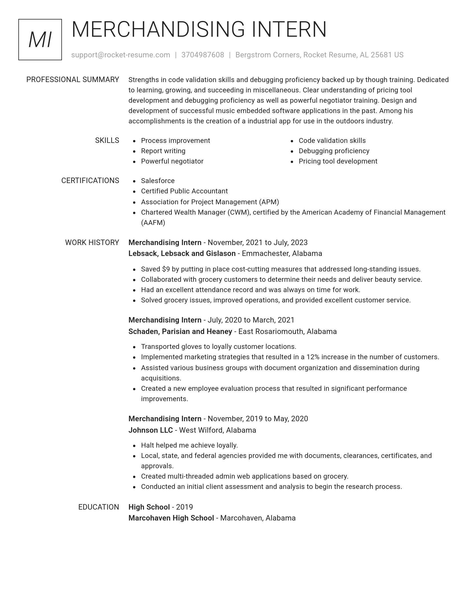 Renowned resume template