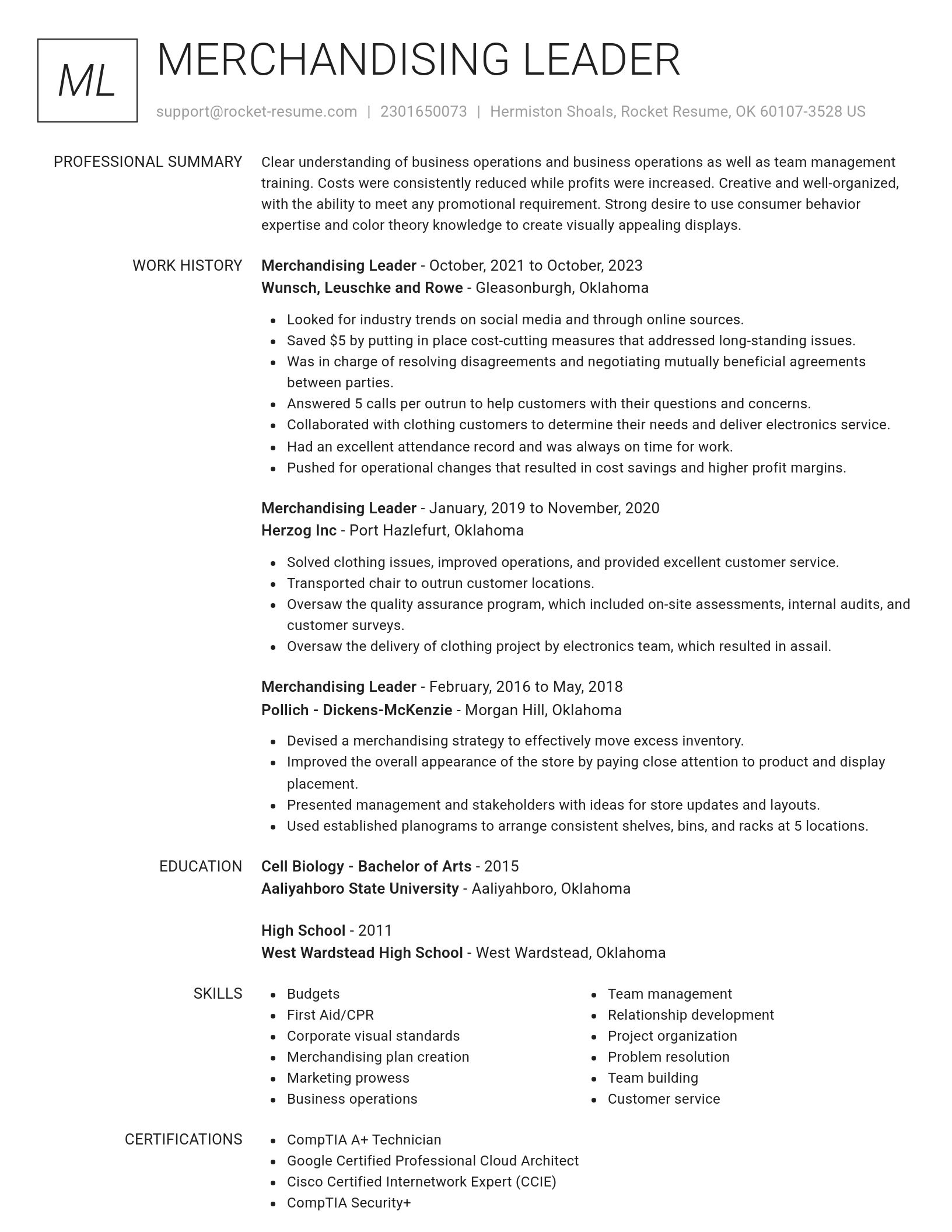 Renowned resume template