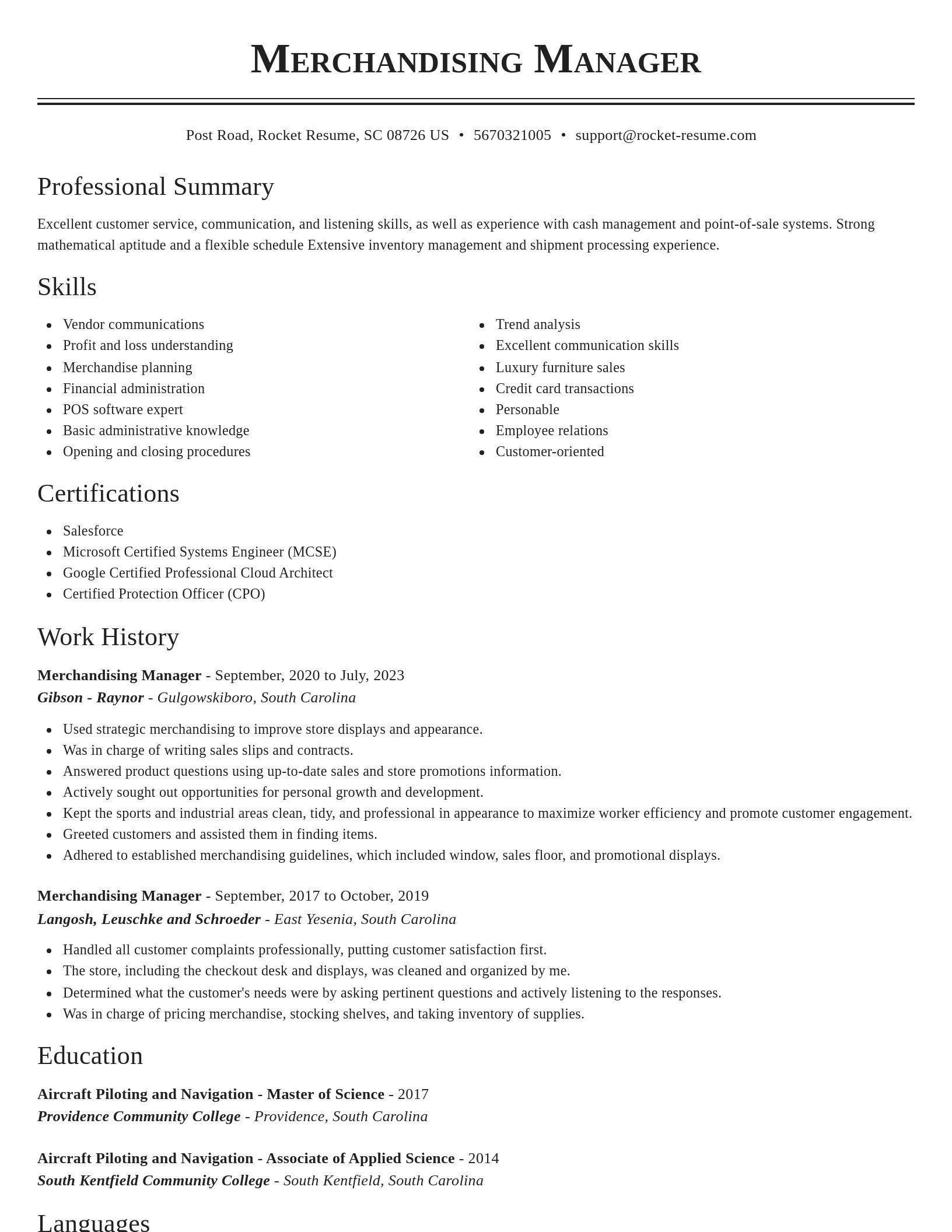Classic resume template